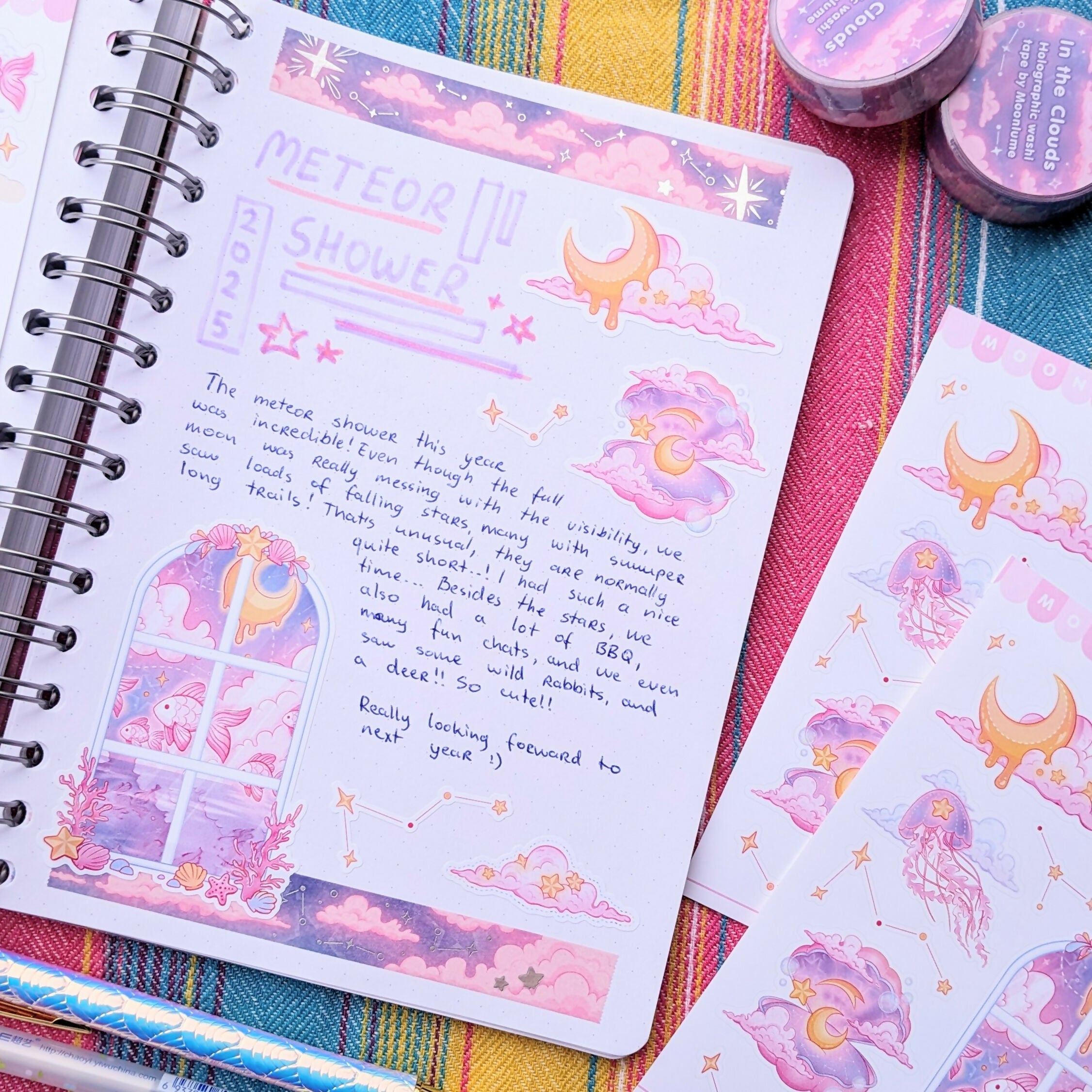 Vinyl Sticker Sheet - Pink Fish Cosmic Swim