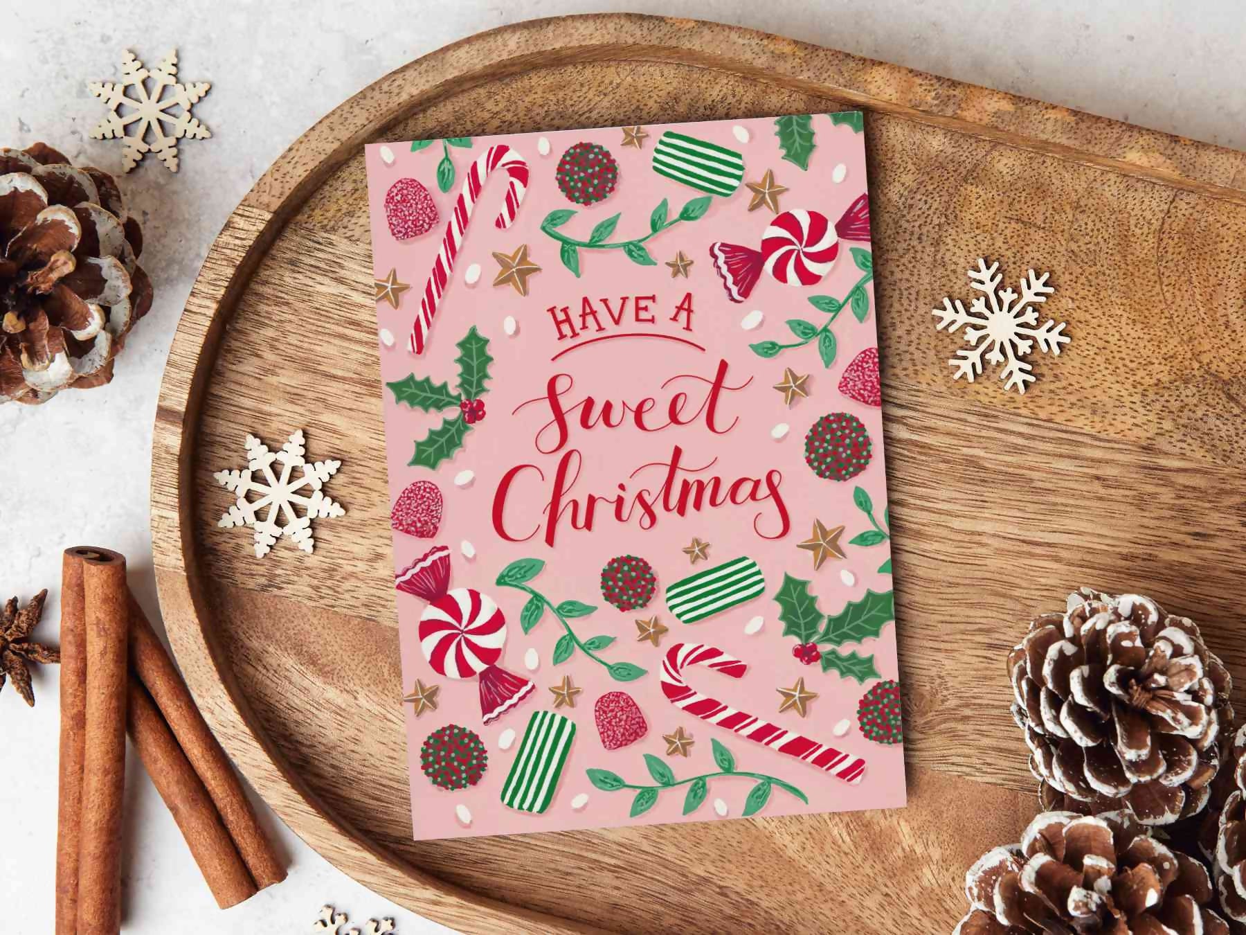 Pink Sweets A6 Christmas Card