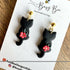 Polymer Clay Floral Cats Earrings / Handmade Cute Animal Dangles