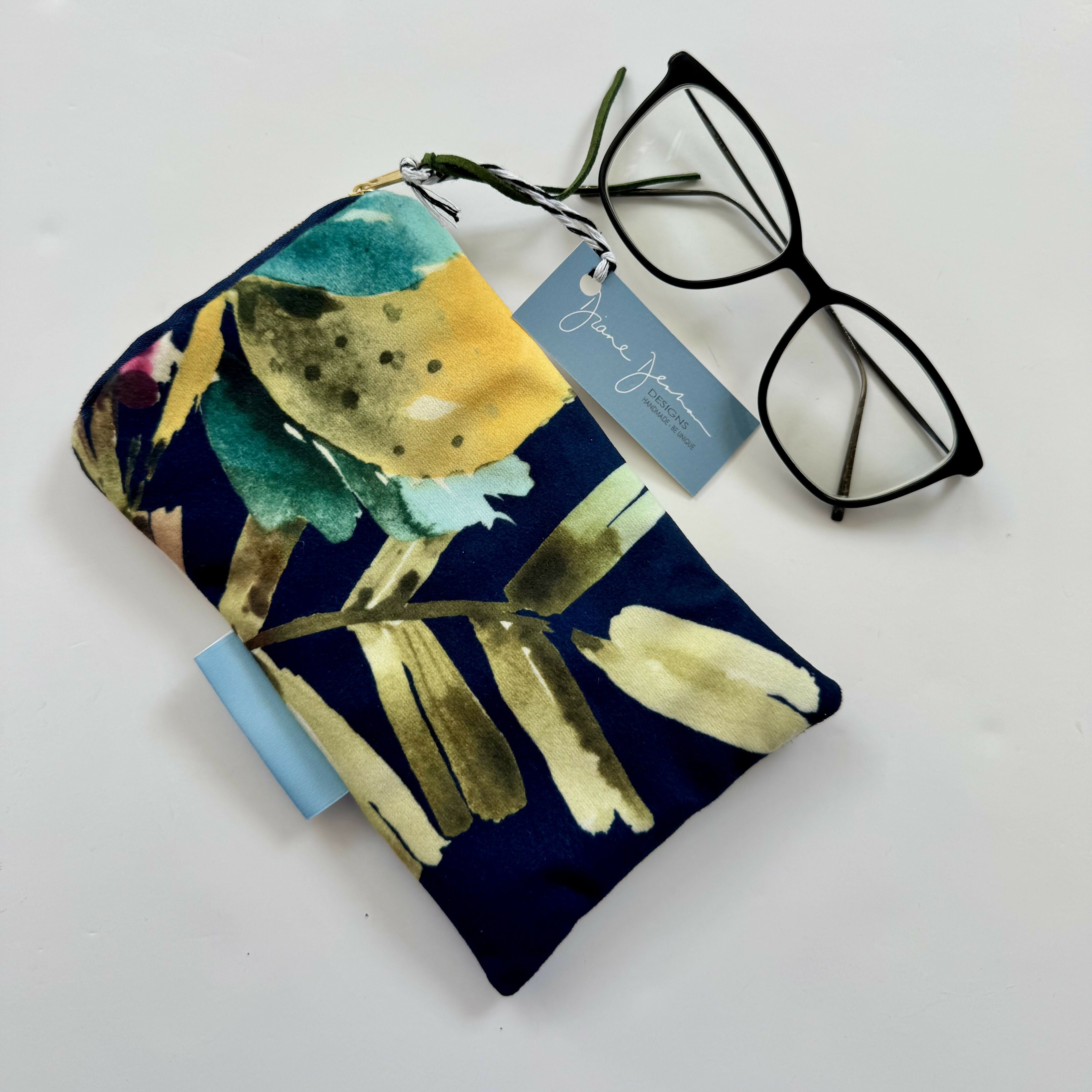 Velvet Glasses Case/ Phone Case - Navy Fruit