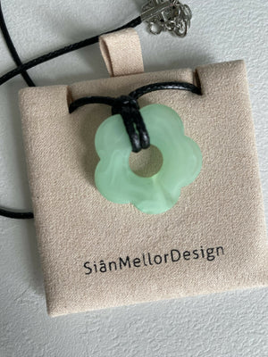 Green Resin Flower Waxed Cord Necklace