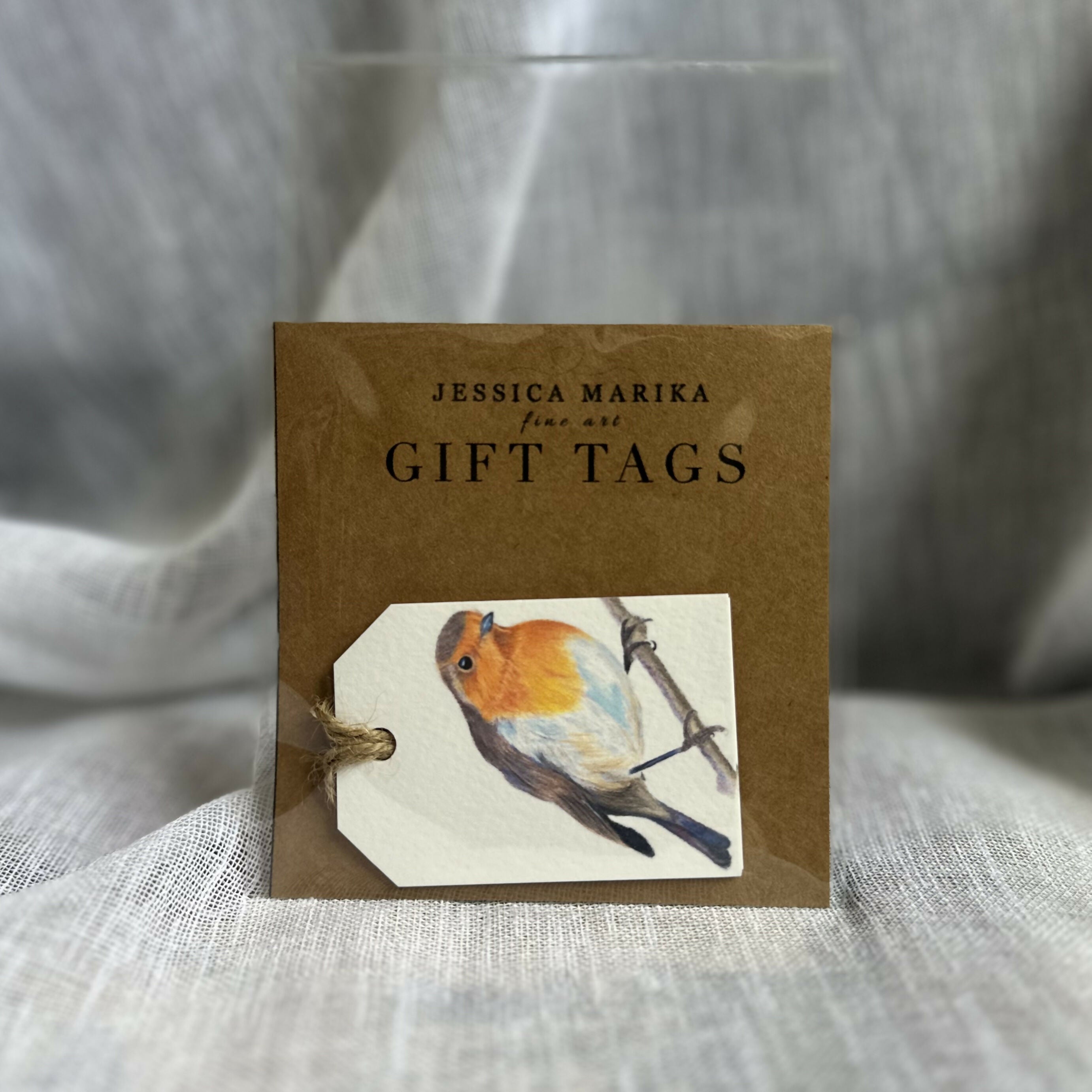 Robin Gift Tags – Set of 4 Tags – British Bird Illustration – Christmas / Nature Gift – Handmade