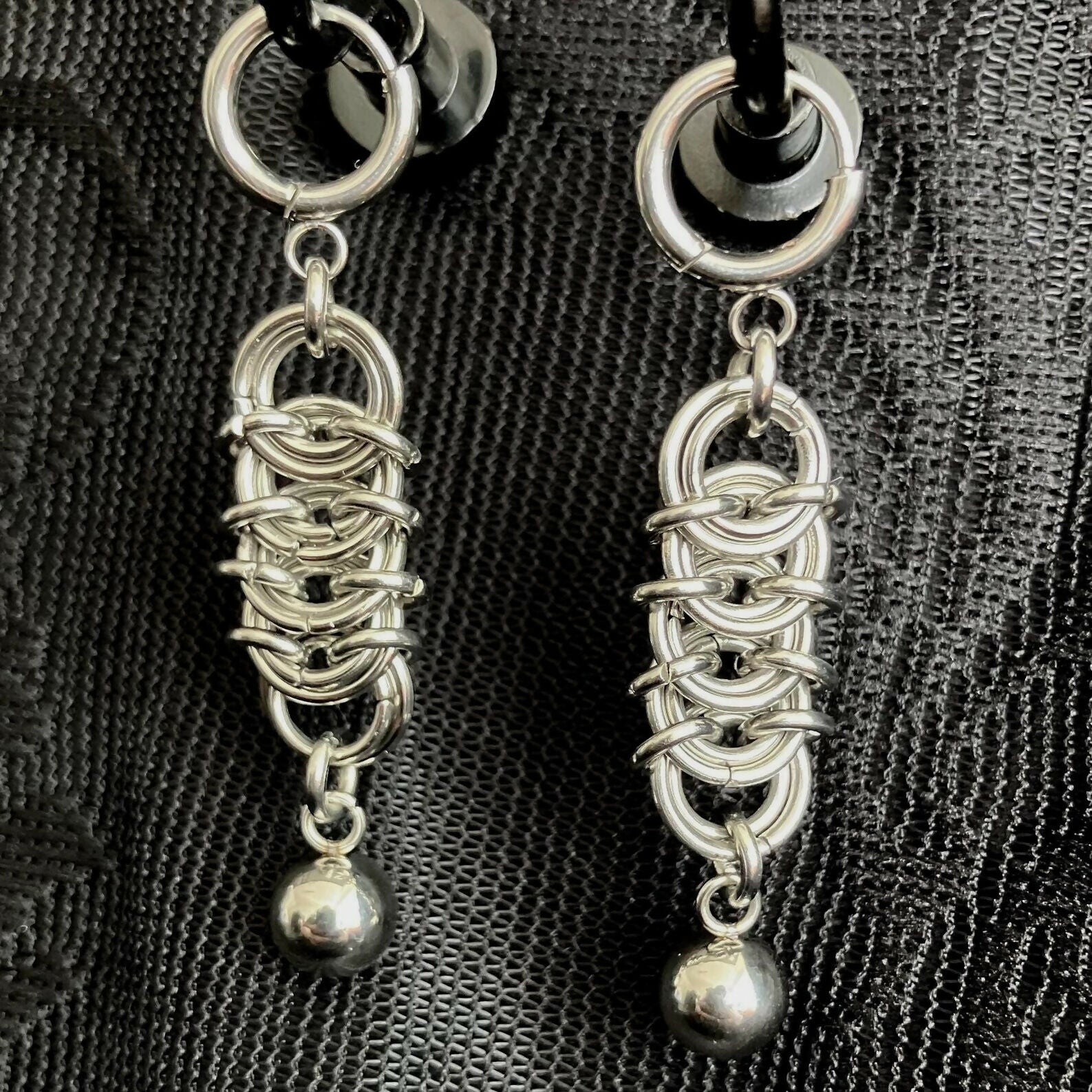 CHAINMAIL BALL EARRINGS - STAINLESS STEEL