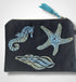 Navy Sea Shells Linen Women’s Zip-Up Pouch