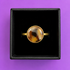 Tortoiseshell Faux Stone Circle Adjustable Gold Ring