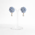 Blue Flower Cluster Drop Earrings with Pearl Detail and Gold Centre