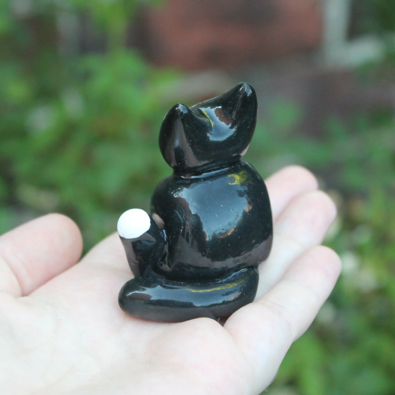 Handmade Polymer Clay Sitting Cat Figure - Tuxedo