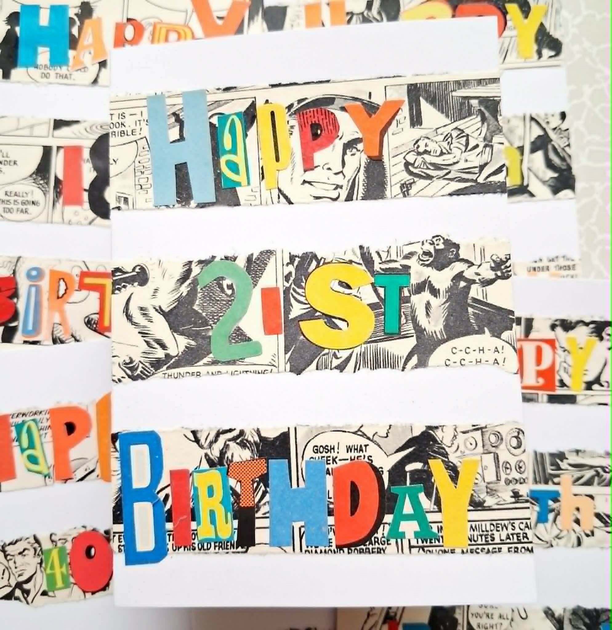21st Birthday Comic Book Upcycled Card