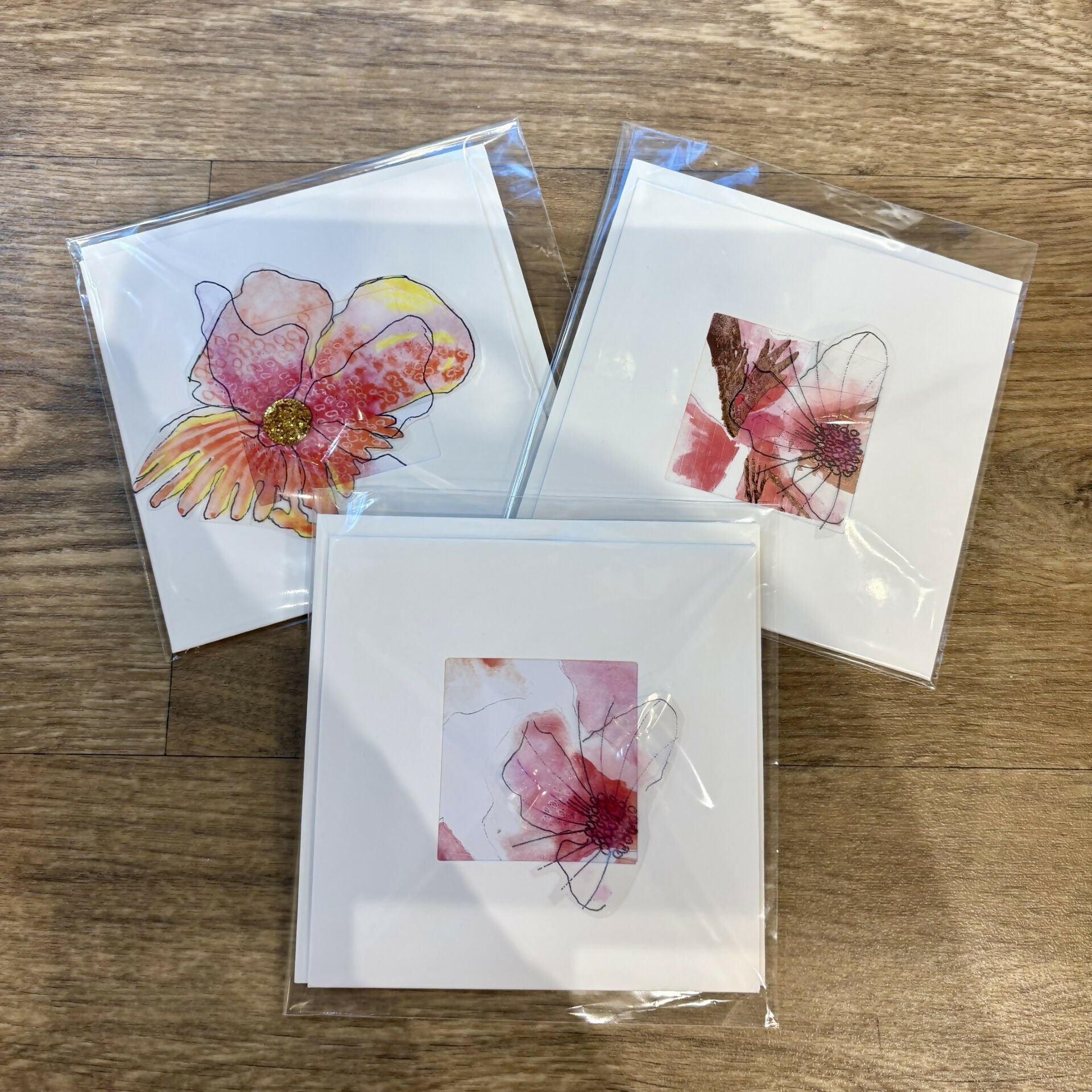 Pink Floral Mixed Media Card