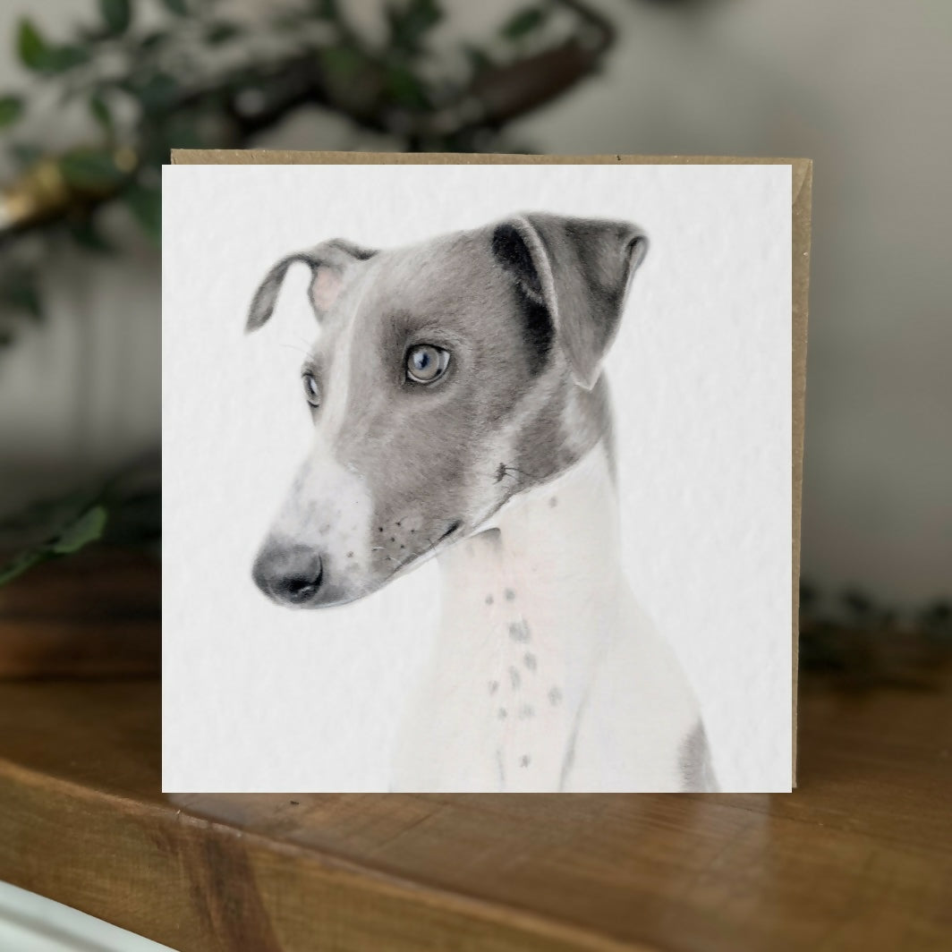 Greyhound Dog Greeting Card – Sighthound Lover Gift – Blank Inside