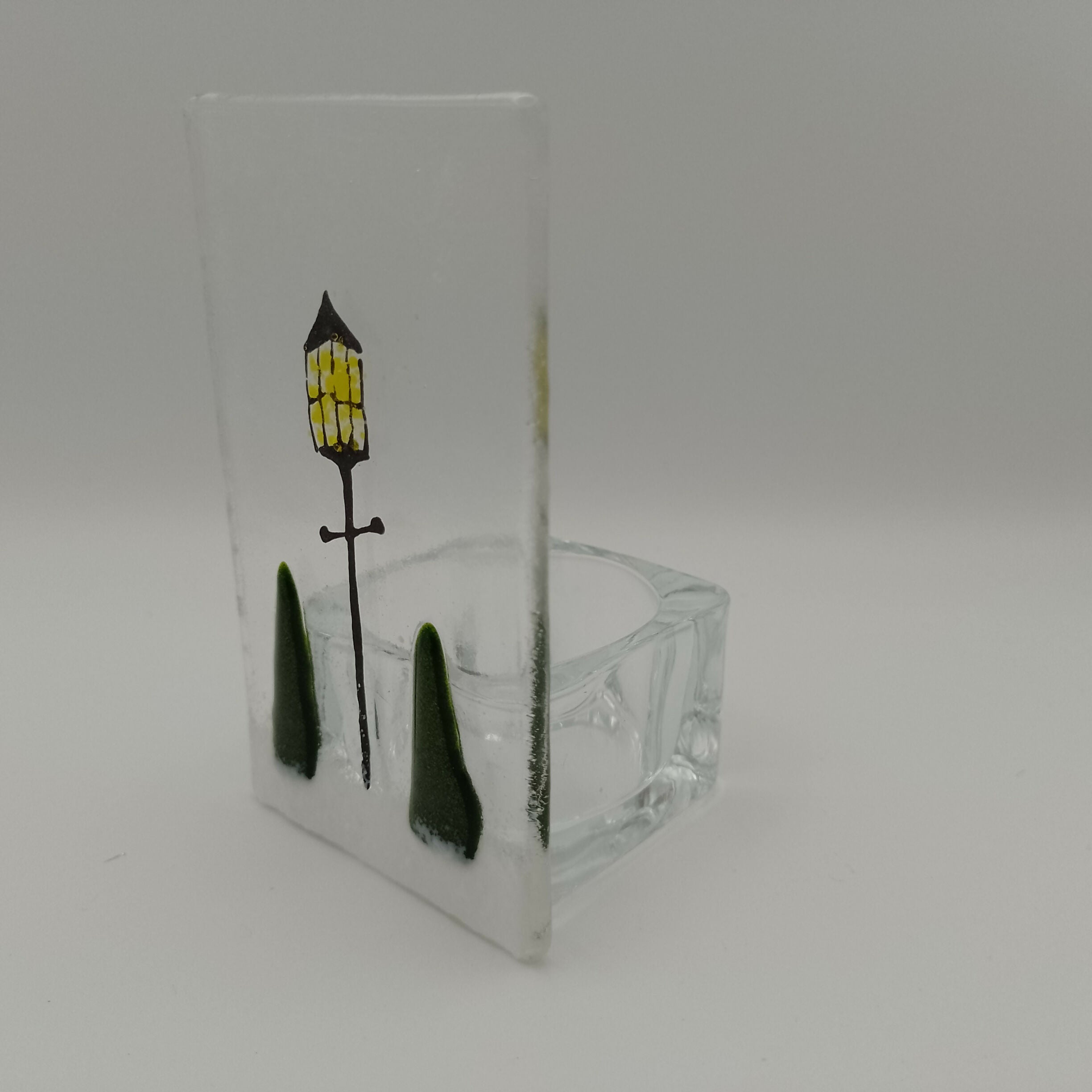 Fused Glass Christmas Tree and Light Tealight
