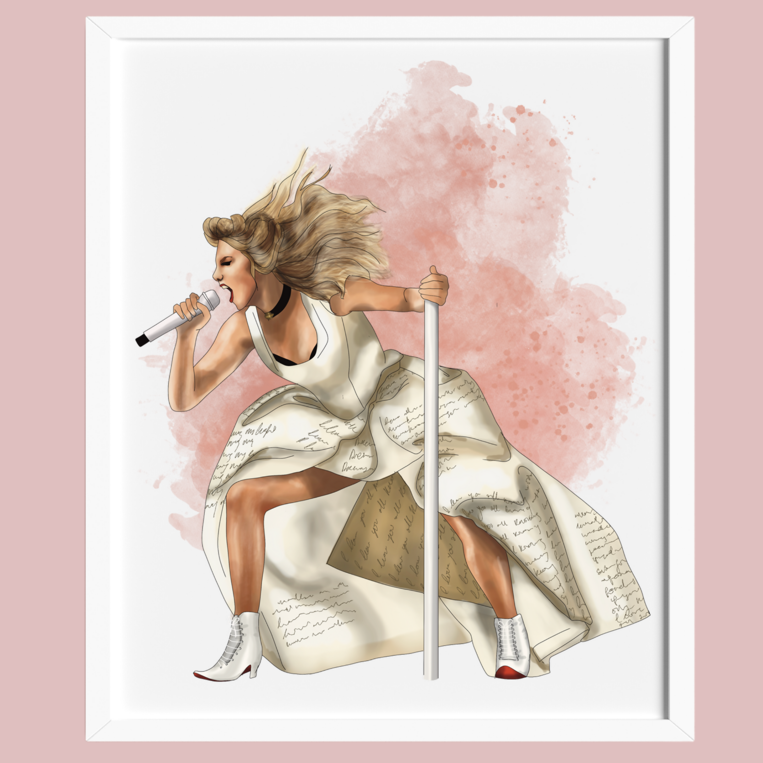 Taylor TTPD-Inspired Hand Drawn Illustration in Frame