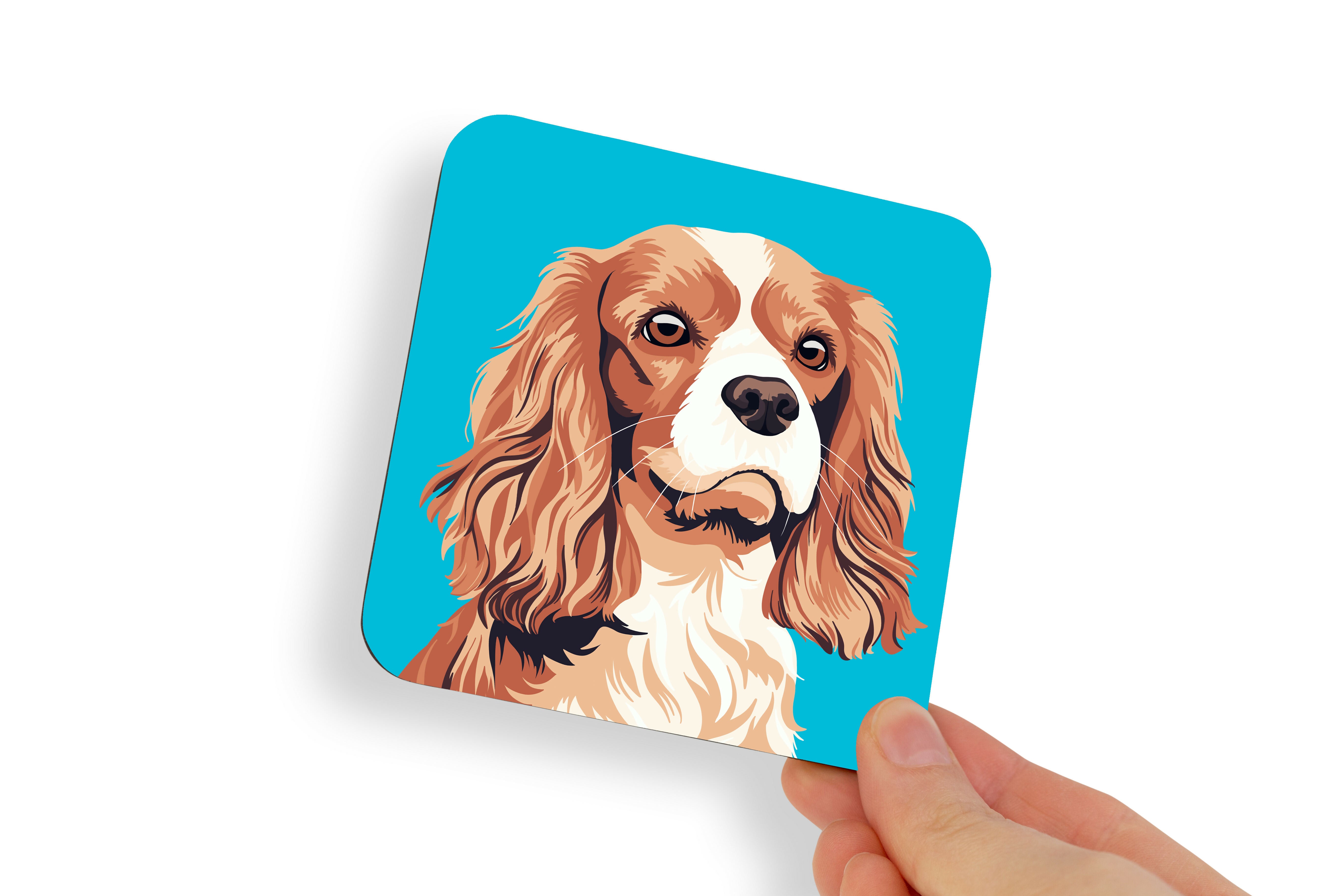 King Charles Spaniel Brown and White V1 Dog Coaster