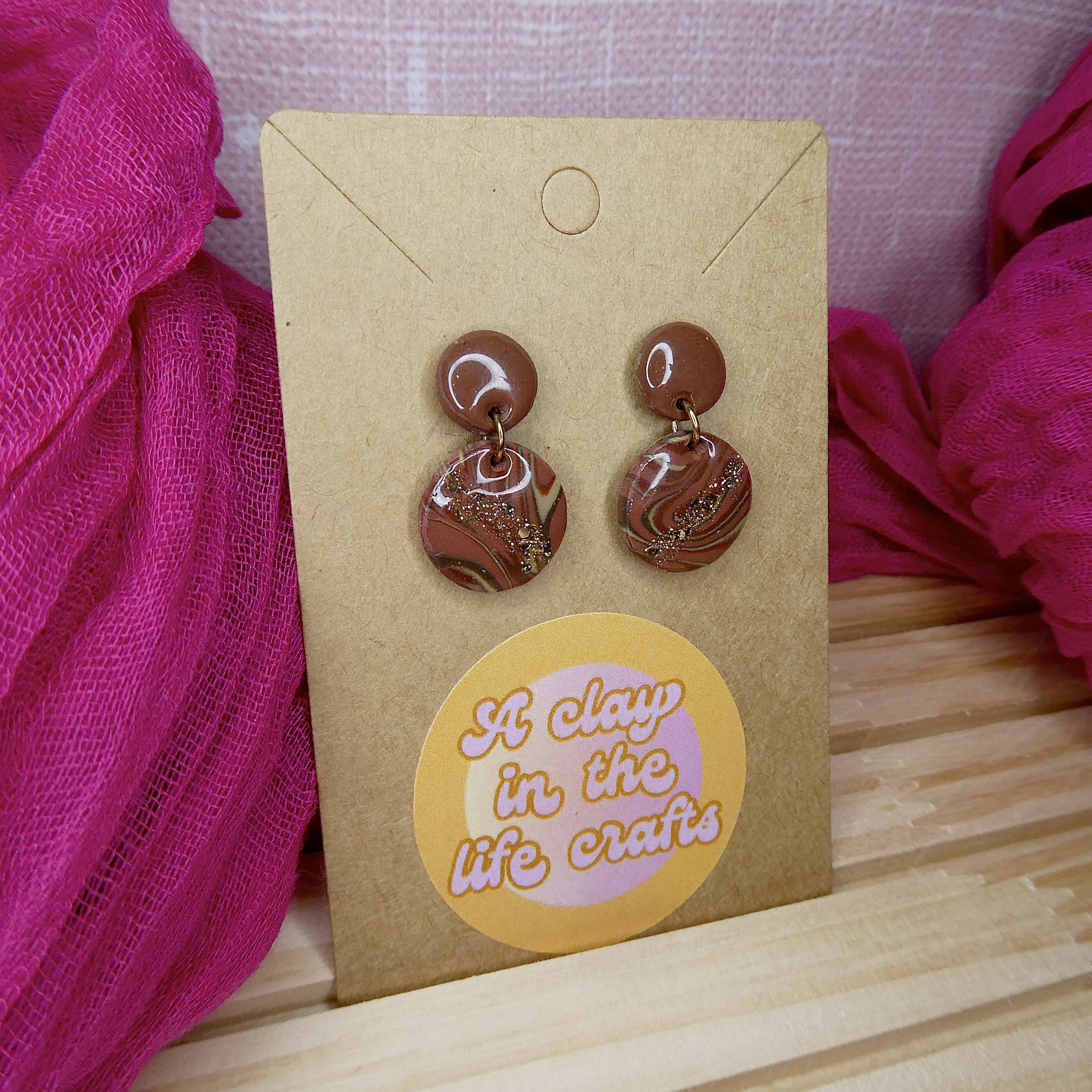Small Brown Glitter Earrings