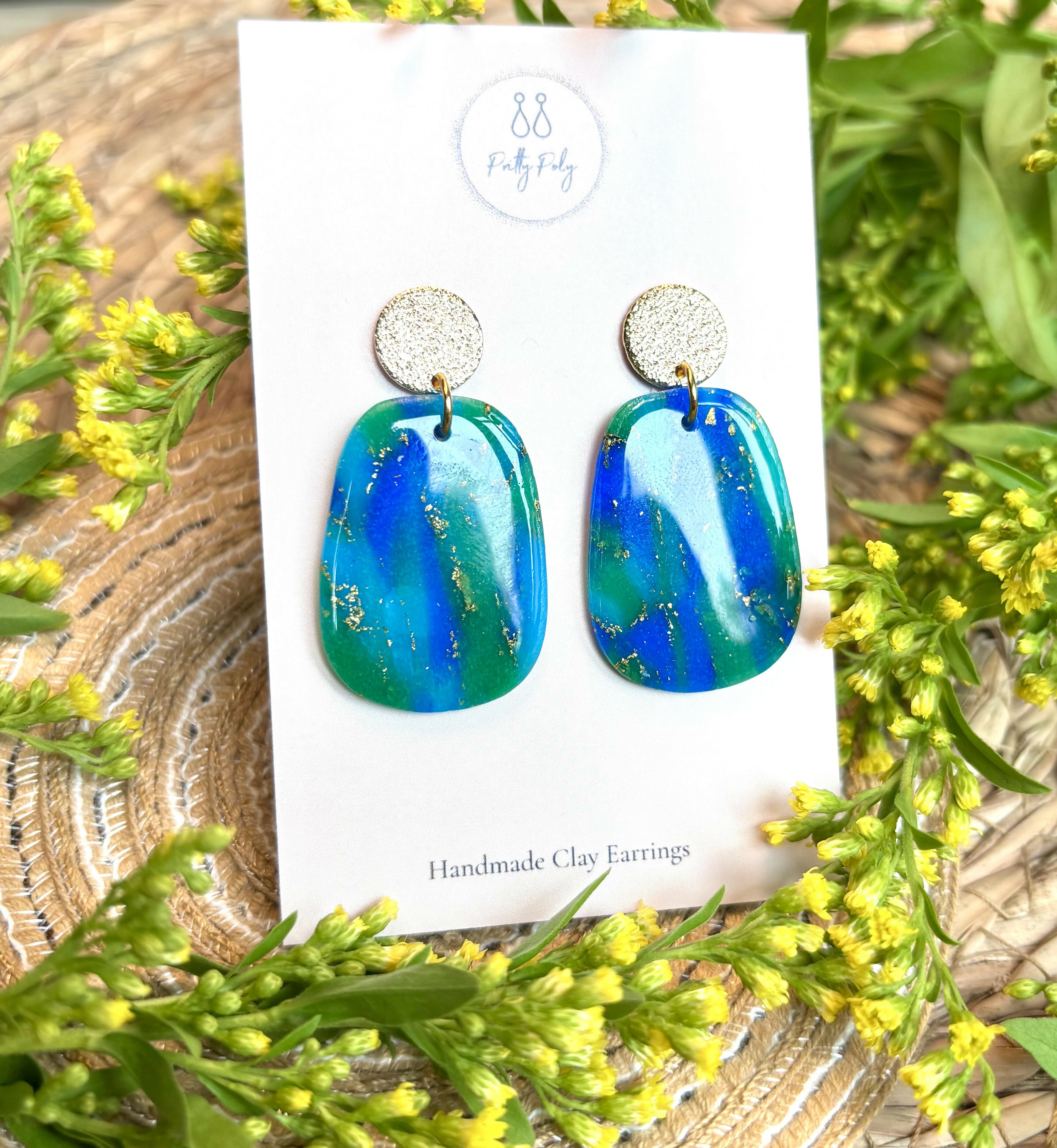 Ocean Dream Collection - Oval Drop Polymer Clay Earrings