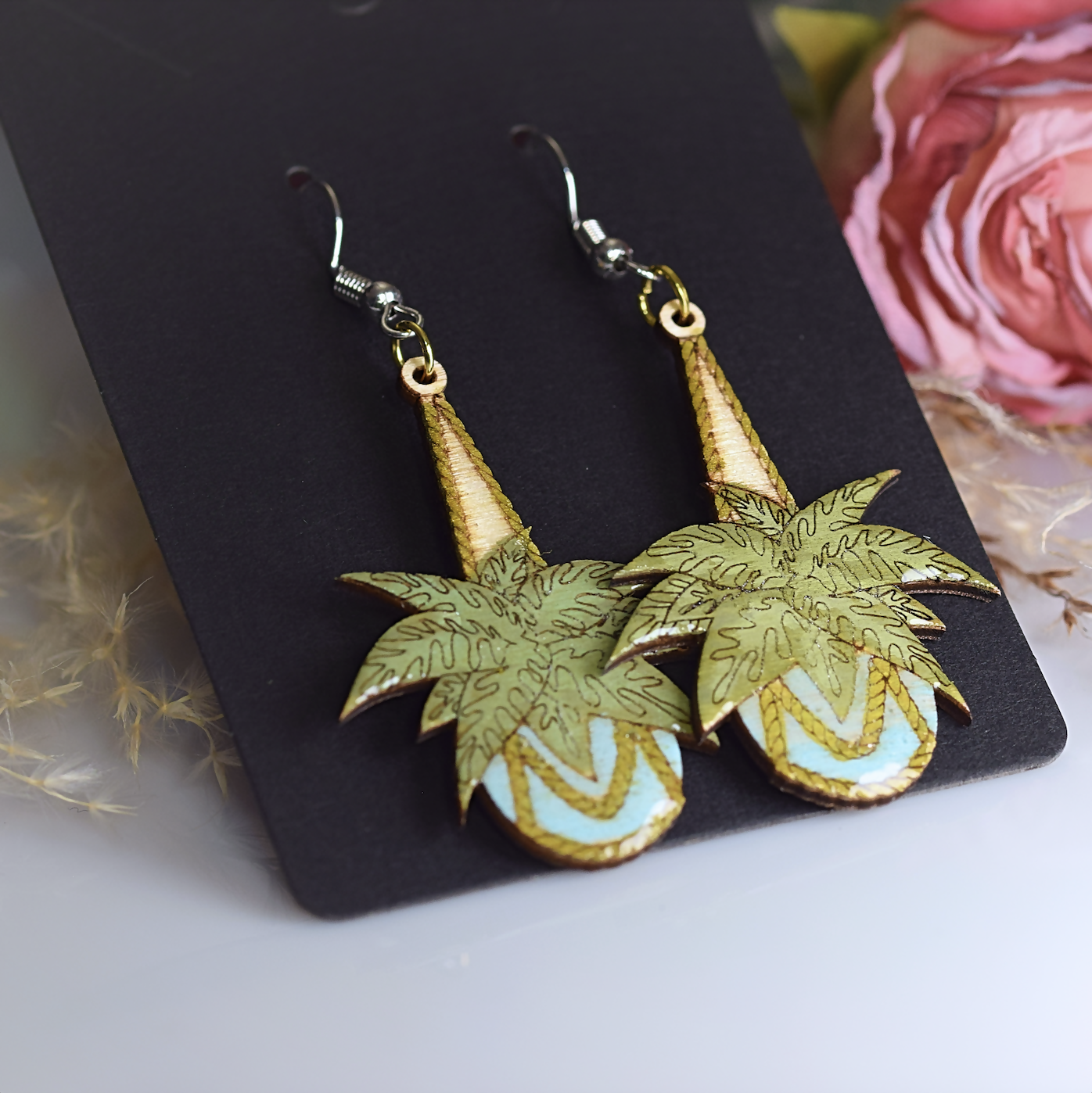 Wooden Houseplant Earrings