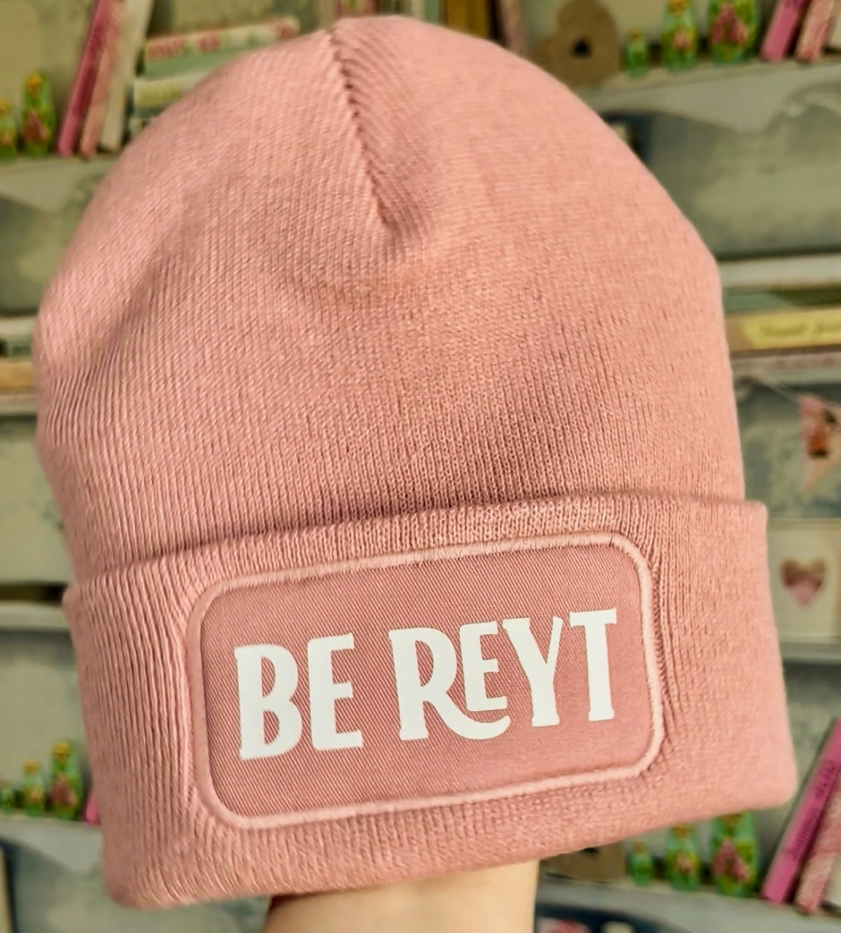 Be Reyt Cuffed Rectangular Patch Beanie Hat