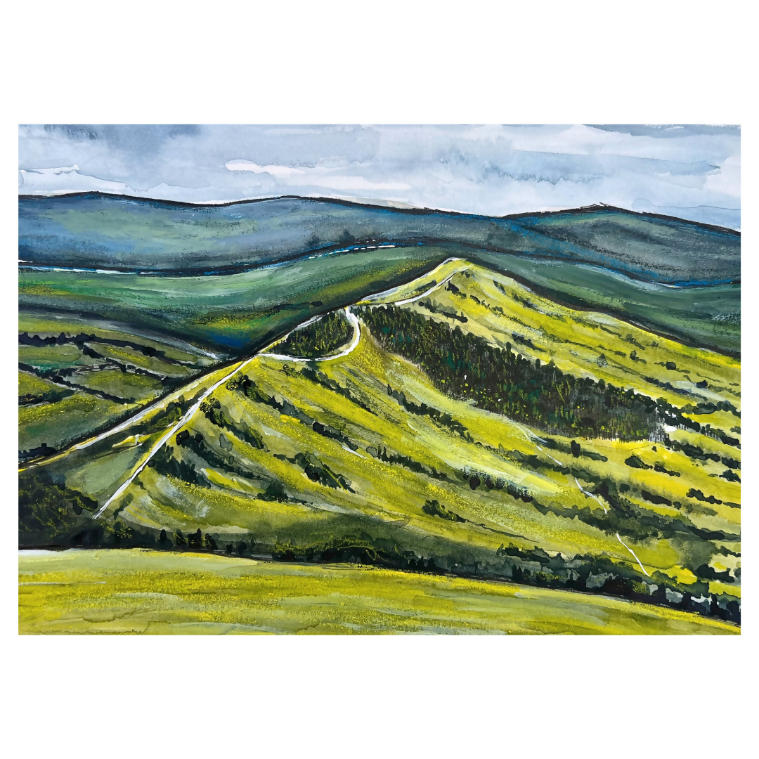 Mam Tor Art Print | Peak District Landscape Watercolour