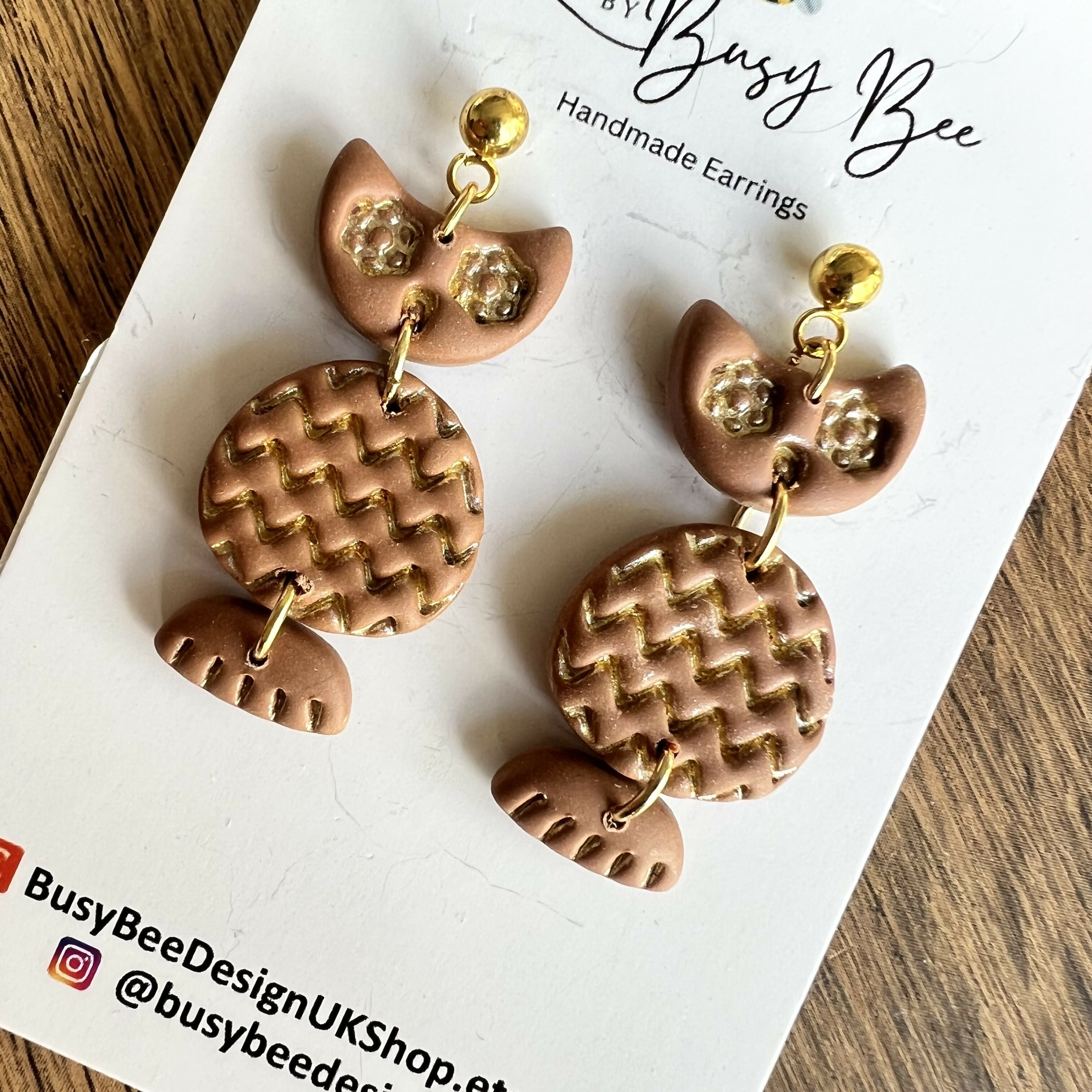 Autumn Polymer Clay Earrings, Dainty Handmade Dangles