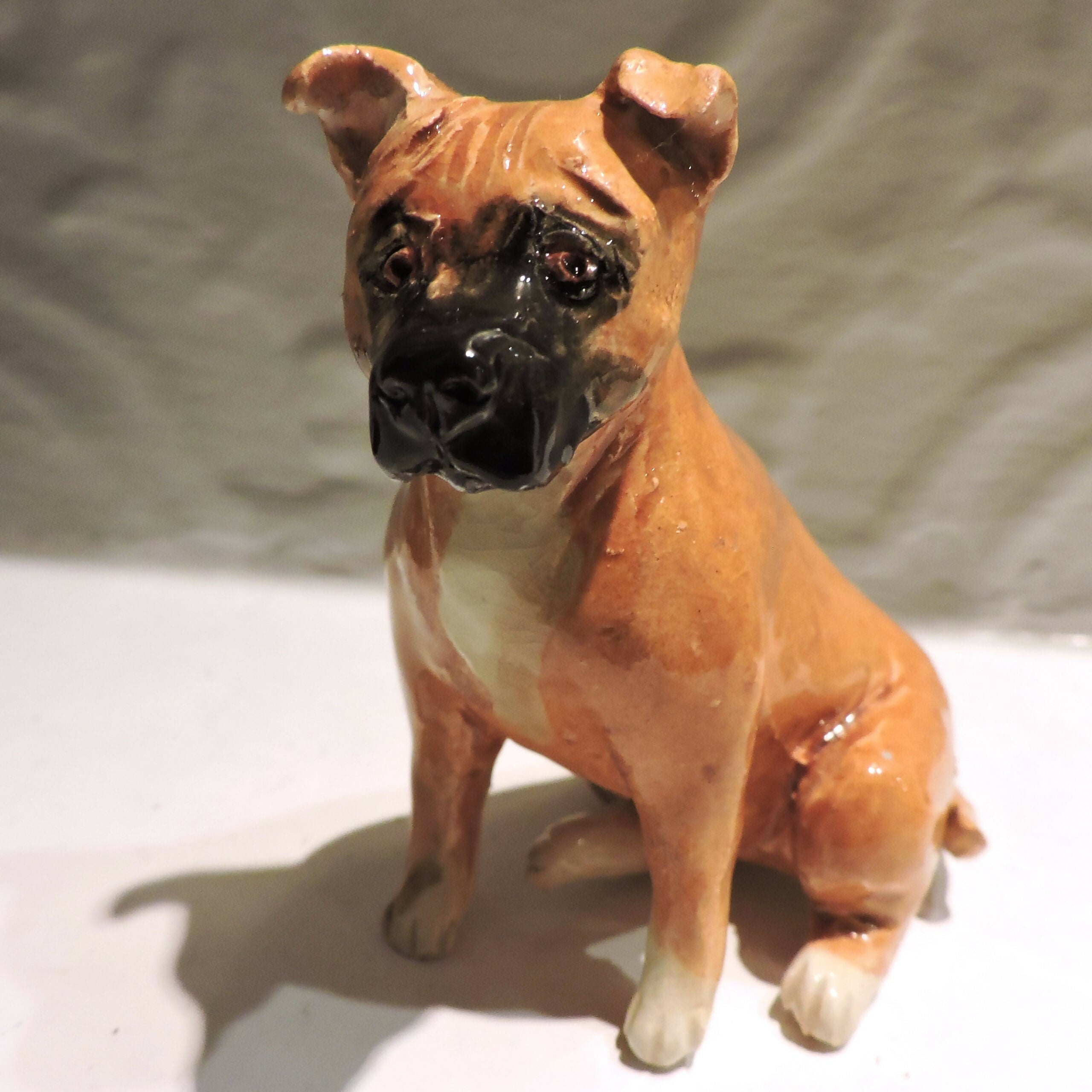 Ceramic Staffordshire Bull Terrier (Staffie) Dog Sculpture