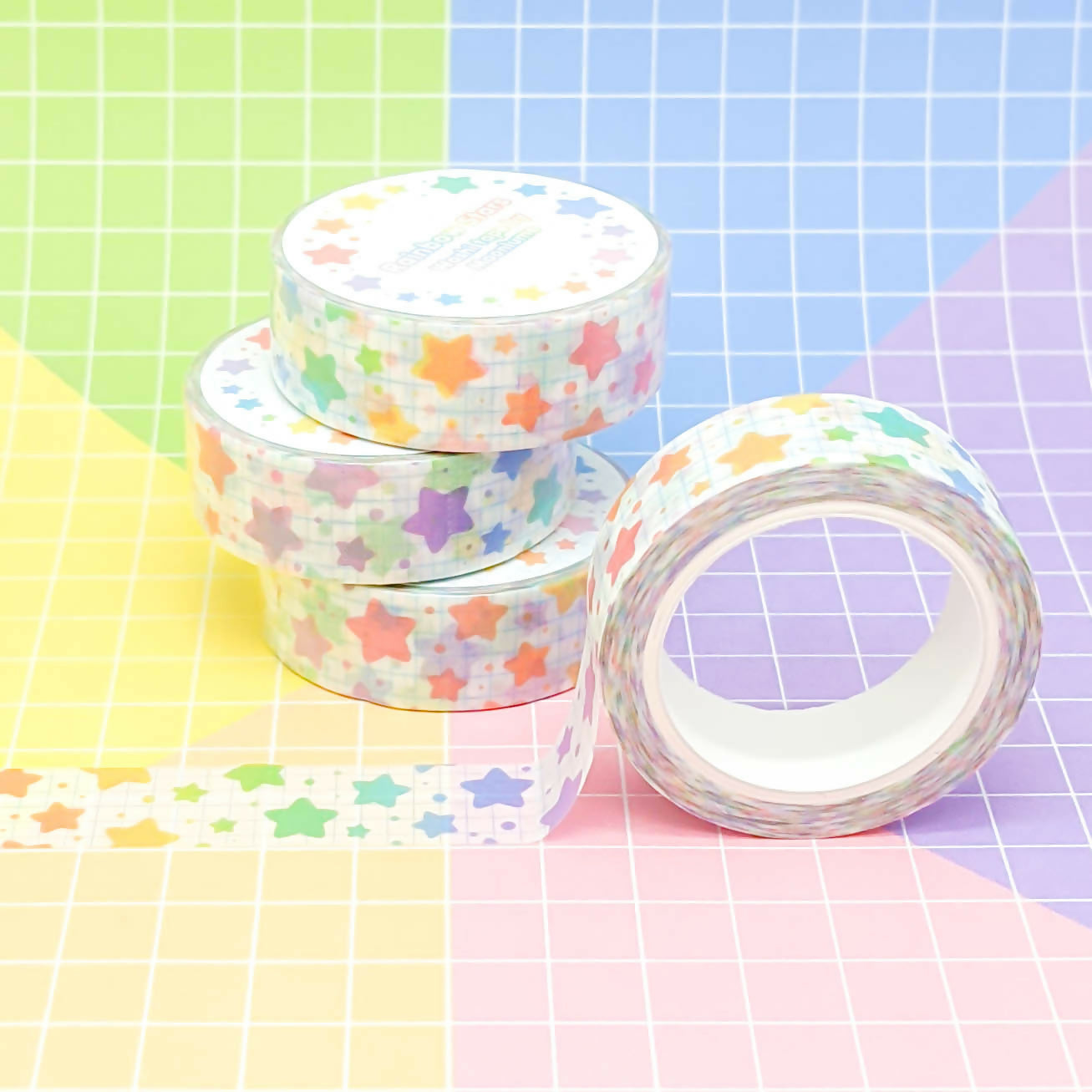 Washi Tape - Rainbow Stars Light
