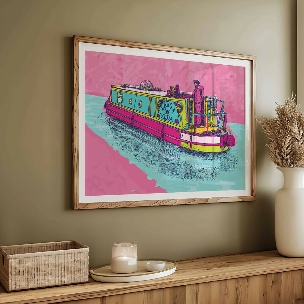 Canal Boat Art Print – British Waterway Illustration