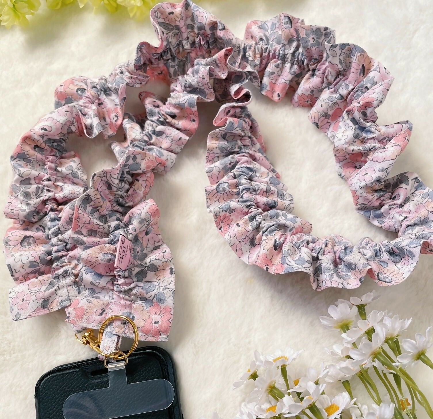 Handmade ruffled Crossbody Phone Strap Ditsy Archive