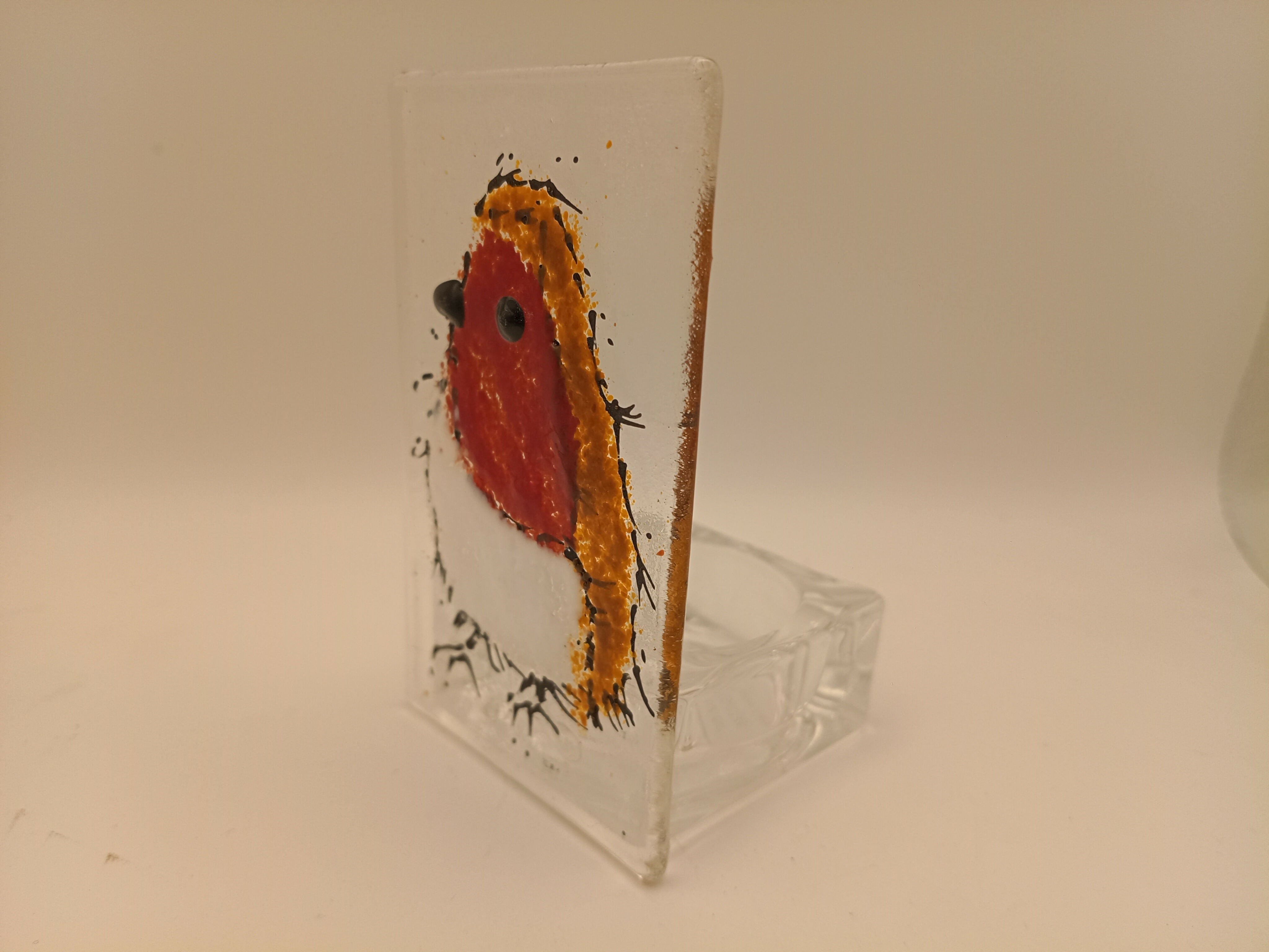 Fused Glass Robin Tealight