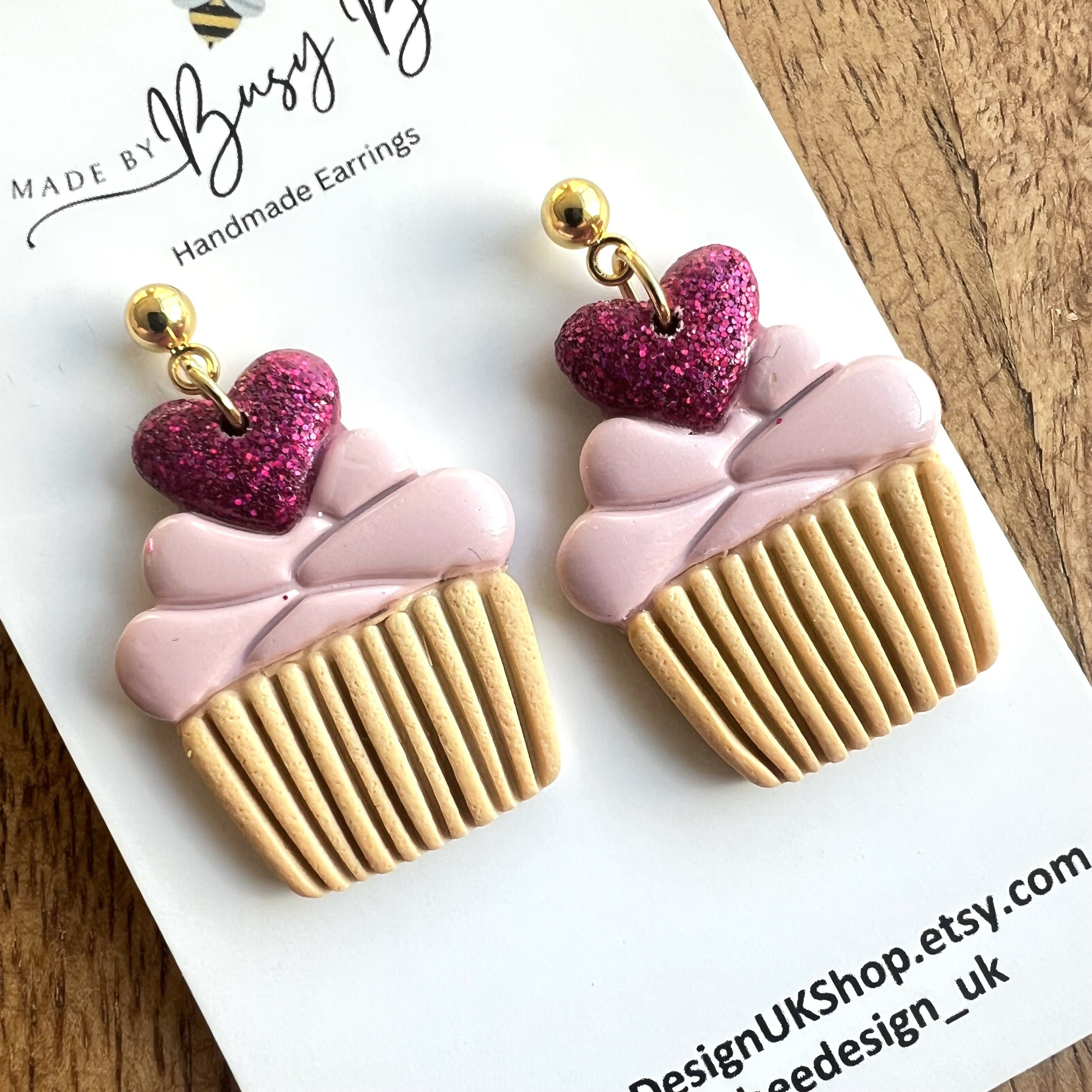 Valentines Day Dangle Earrings / Handmade Polymer Clay Jewellery