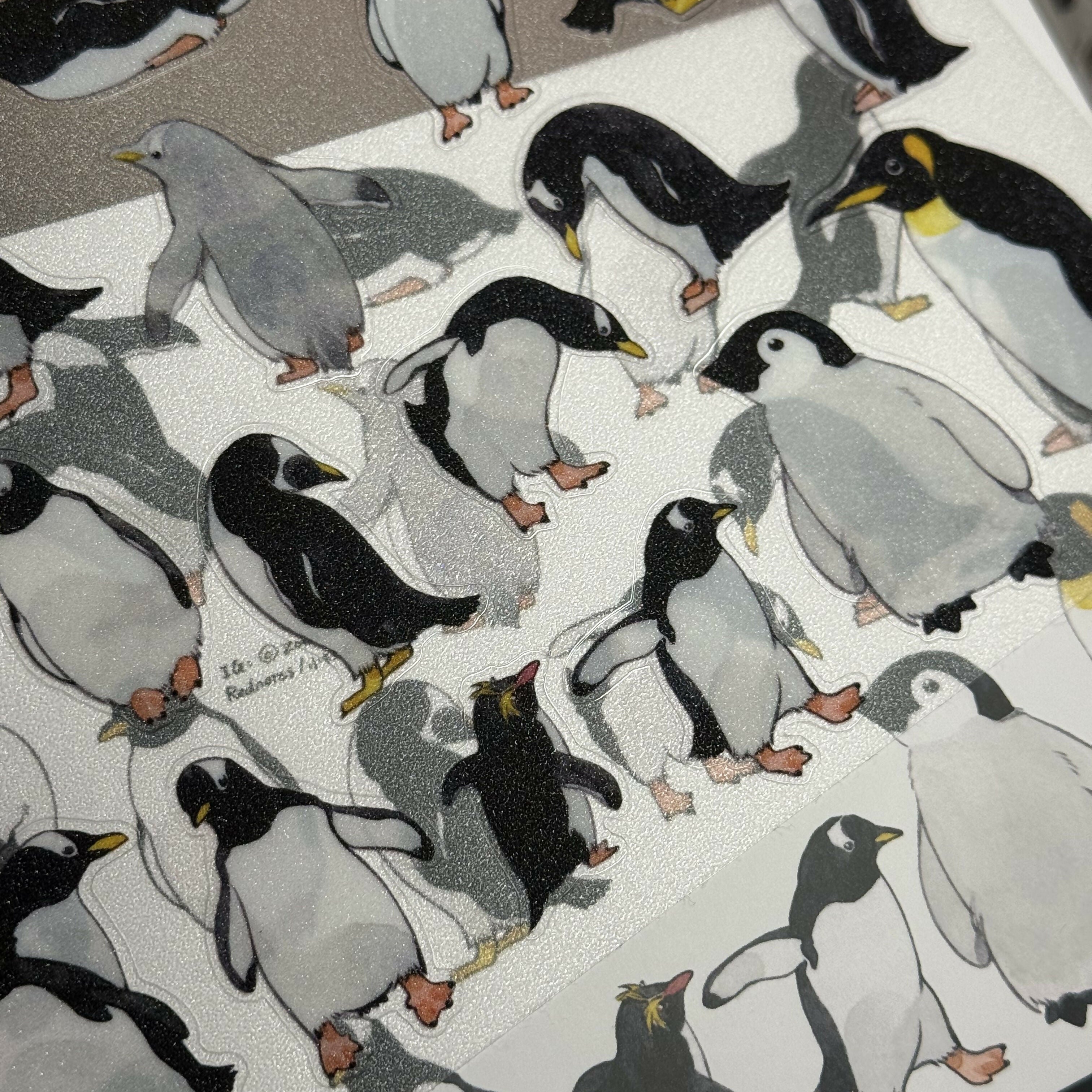 A5 Gentoo Penguin Glitter Sticker Sheet & Art Print