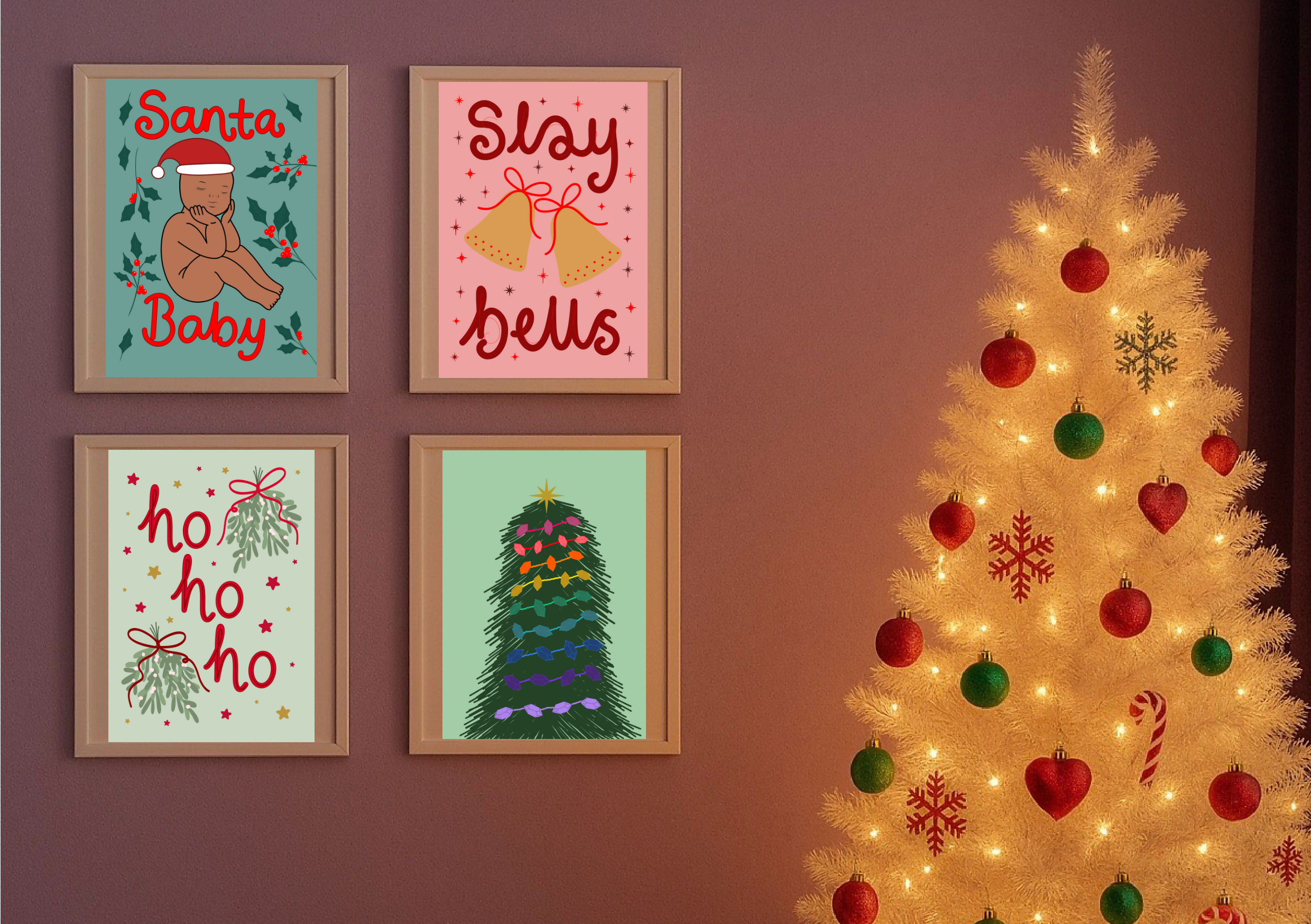 Crystal Tree | Christmas Print | A5 Postcard | Unframed