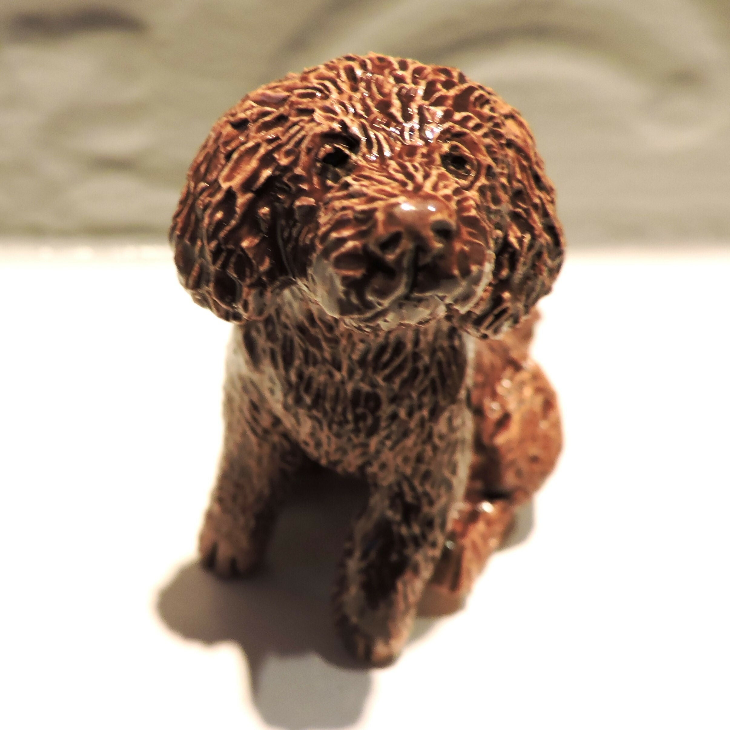 Ceramic Chocolate Cockerpoo Dog Sculpture