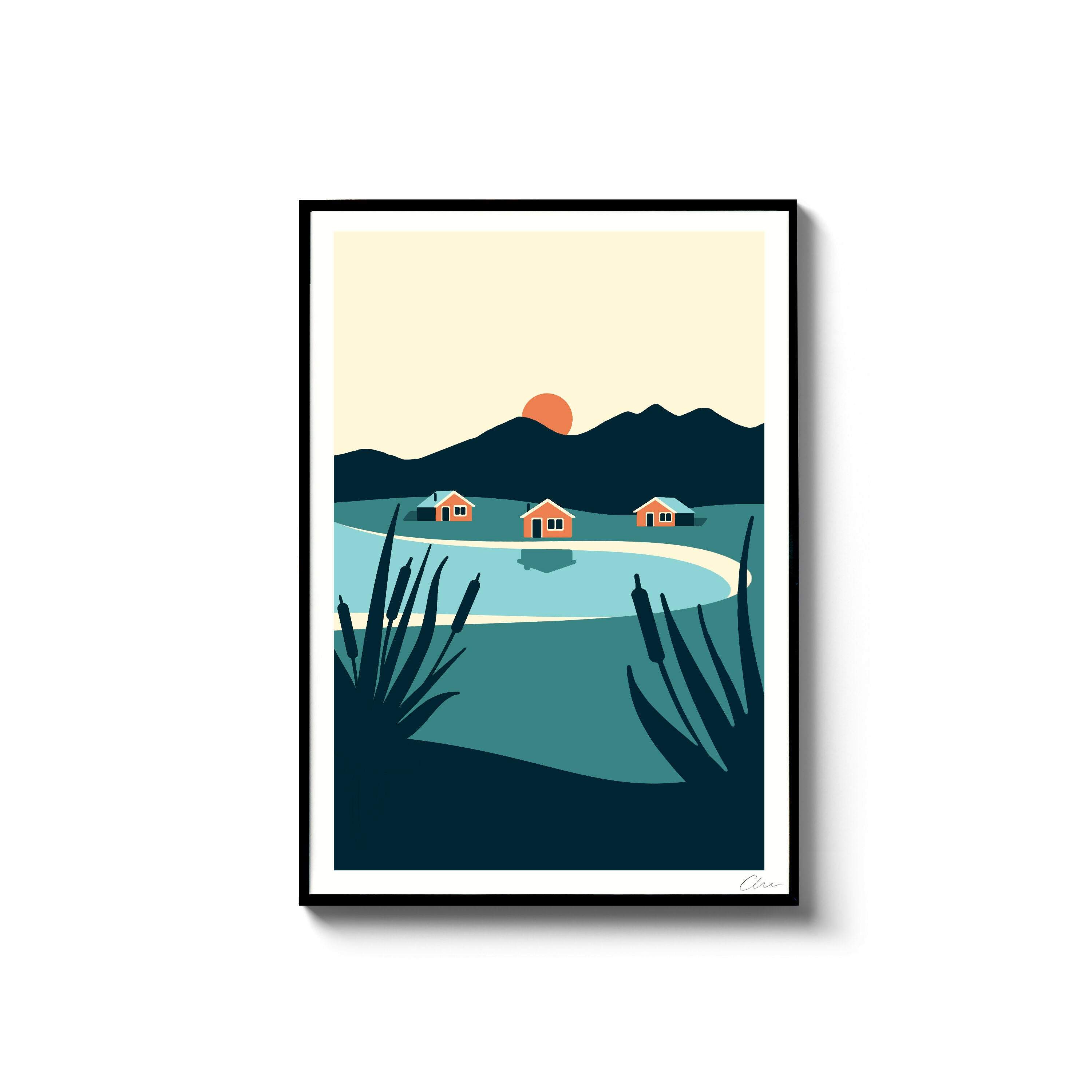 Red Lake Houses, A4 Print