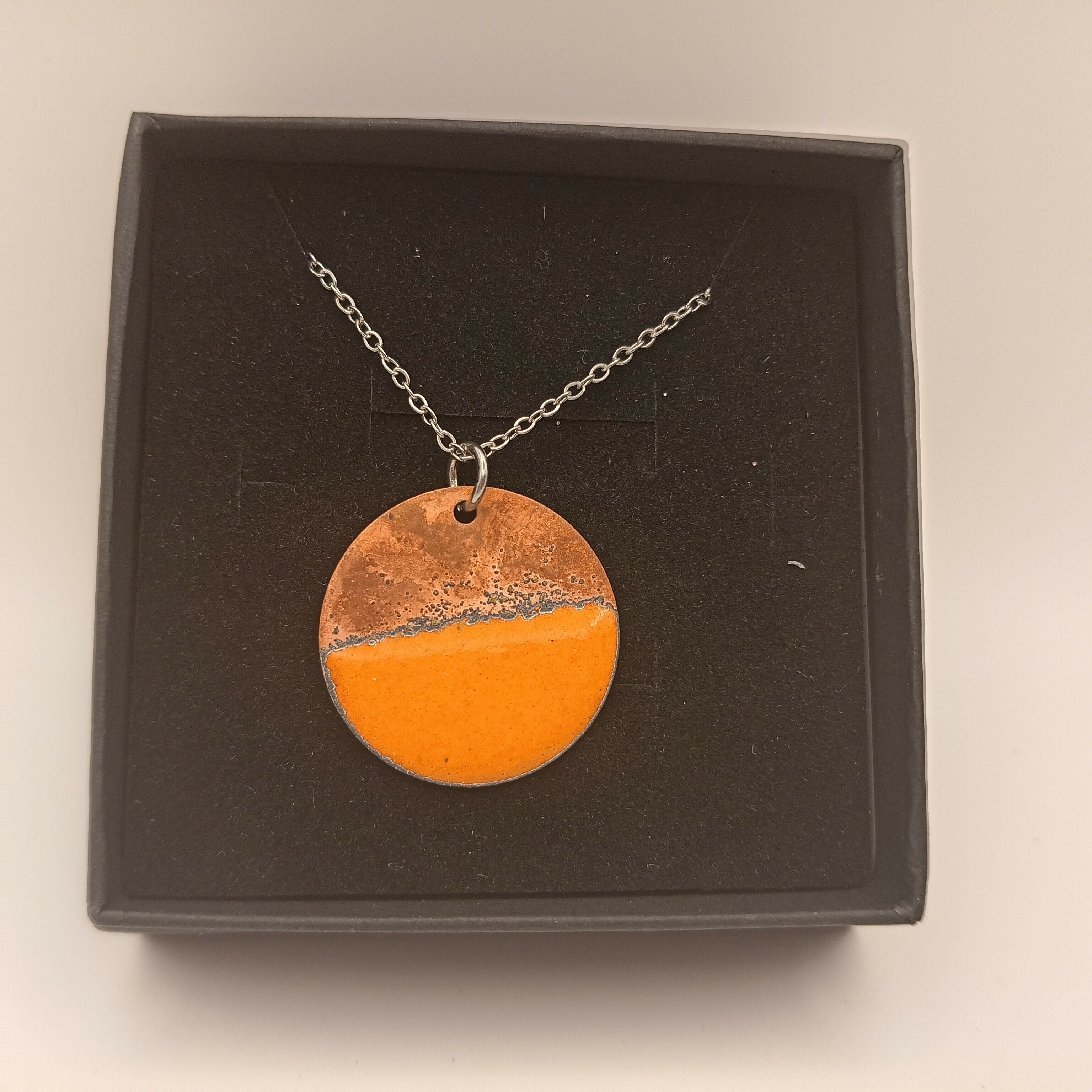 Half Copper And Half Yellow Enamel Pendant