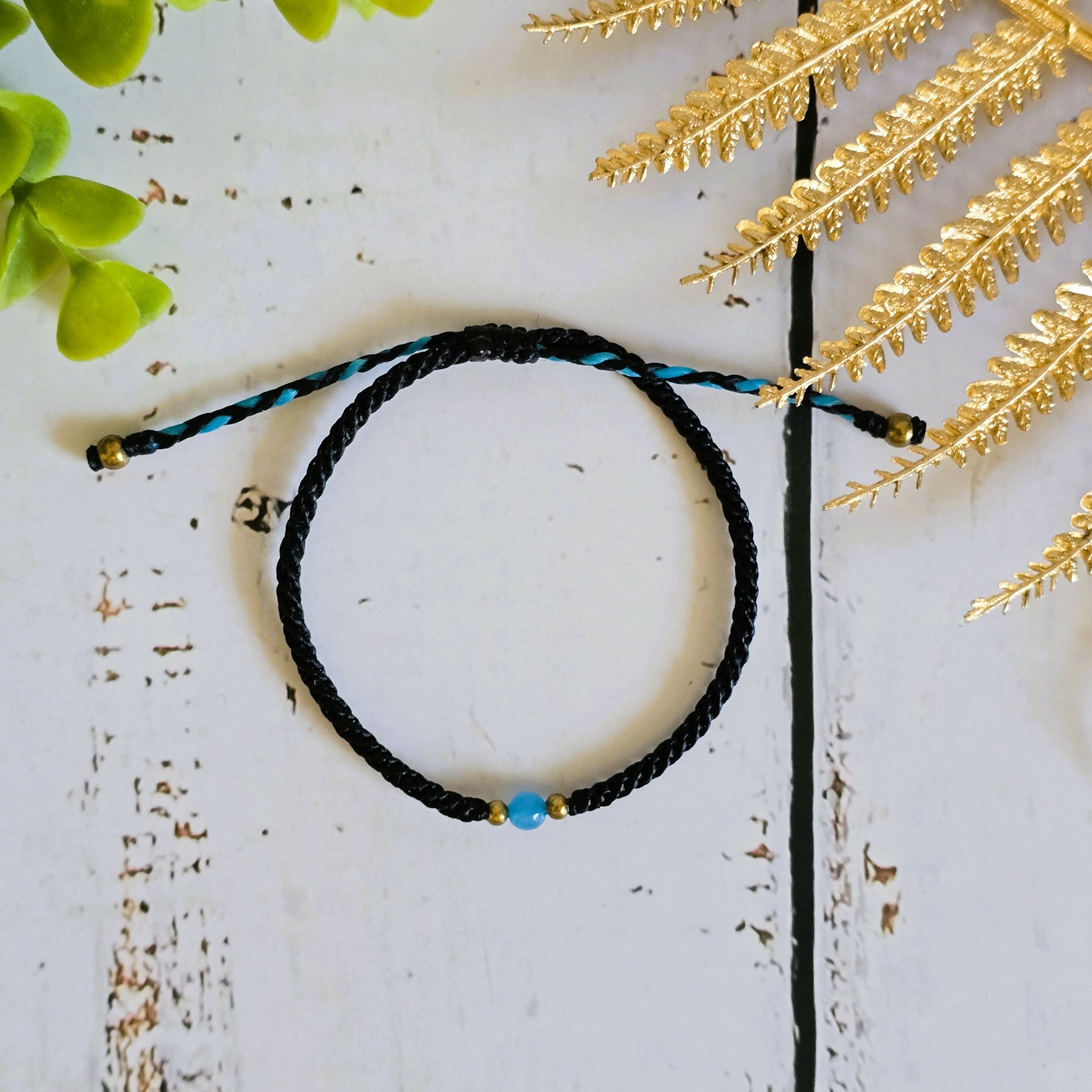 Aquamarine Birthstone Bracelet; Single Crystal Macrame Adjustible March Gift Bracelet