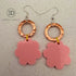 Pink Flower Acrylic & Hand-Hammered Copper Earrings