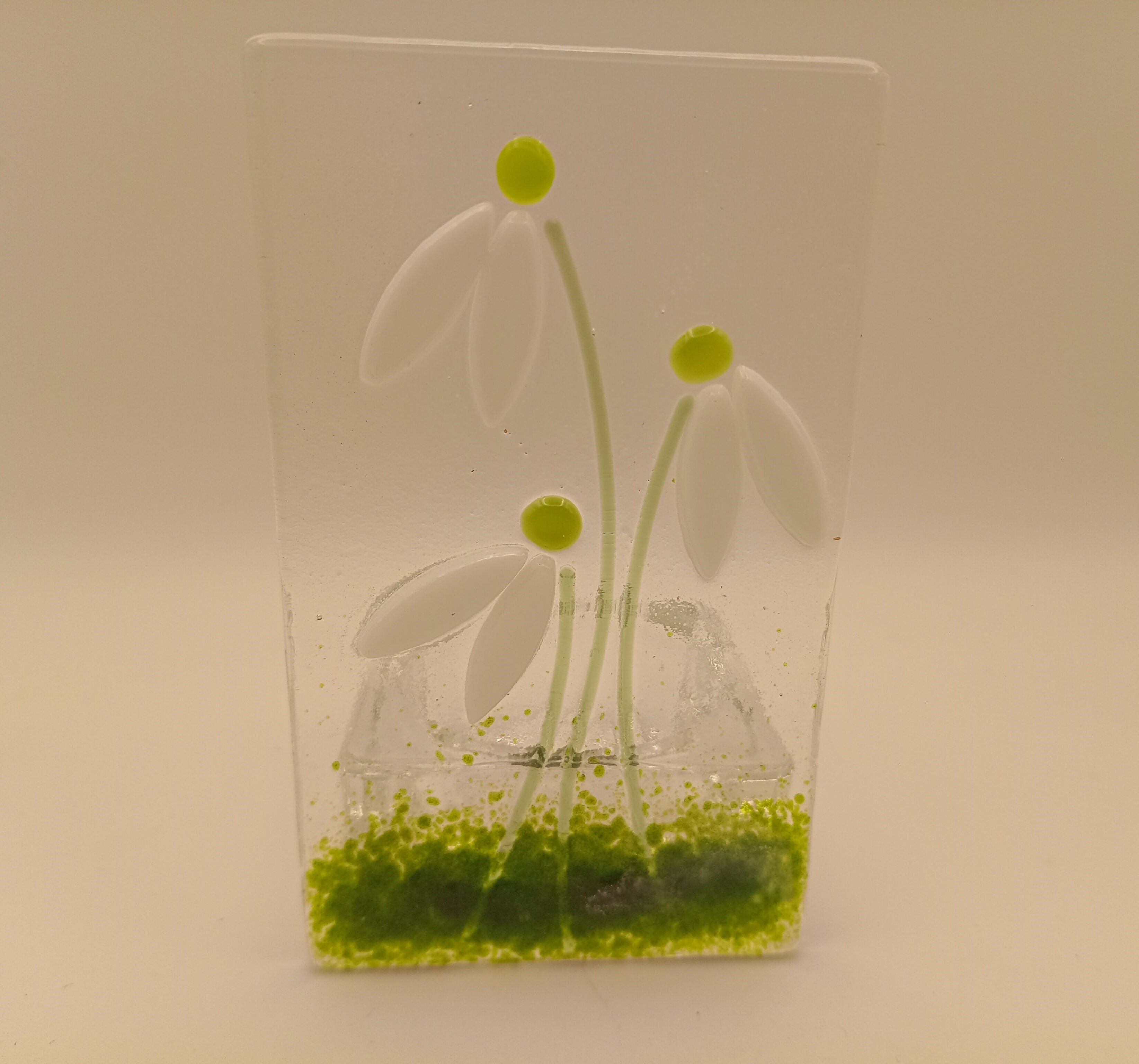 Fused Glass Snowdrop Tealight