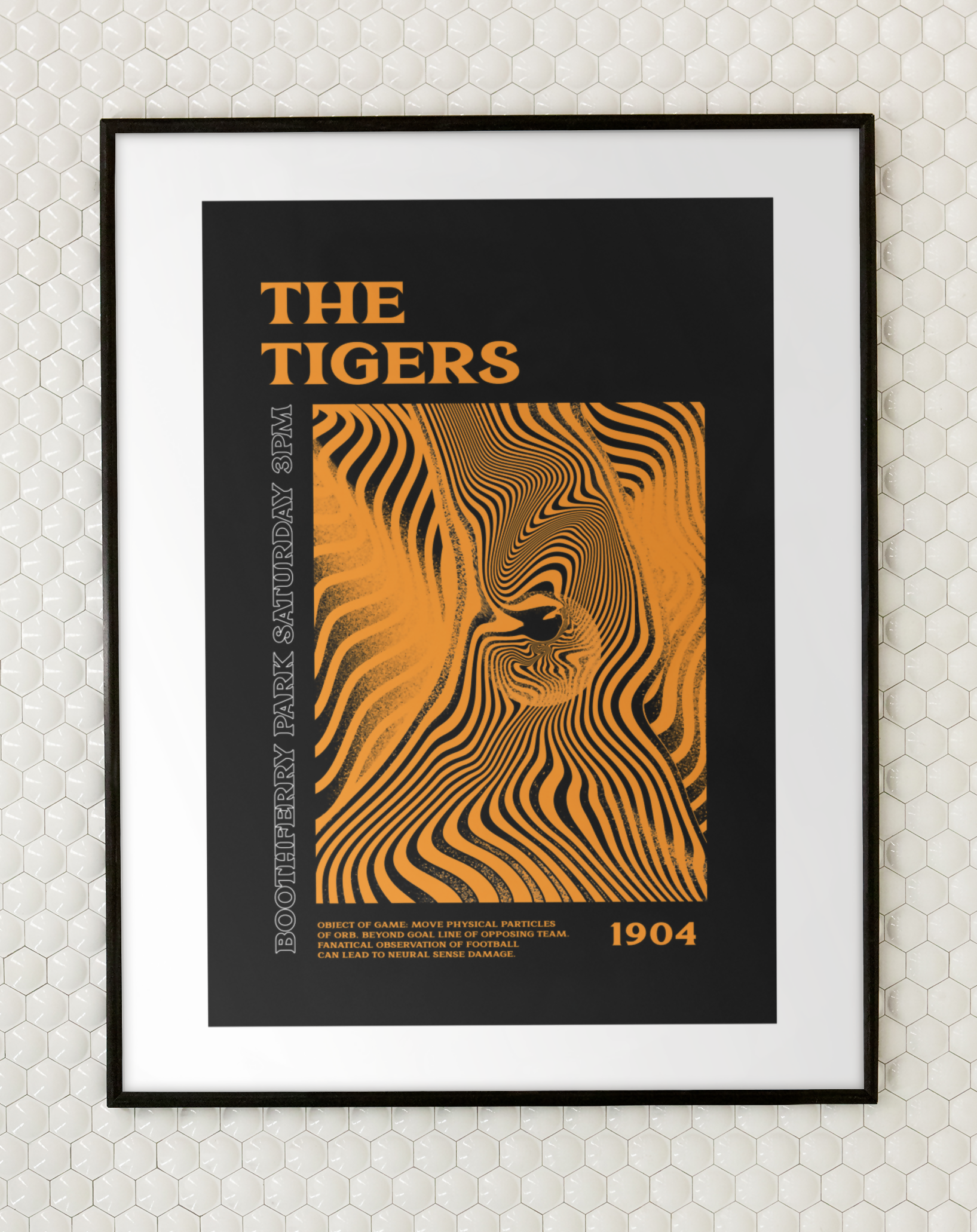 Hull City Art Print PSYCHEDELIC Design in Black