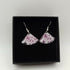 Purple Fan Enamel Earrings with White Swirls