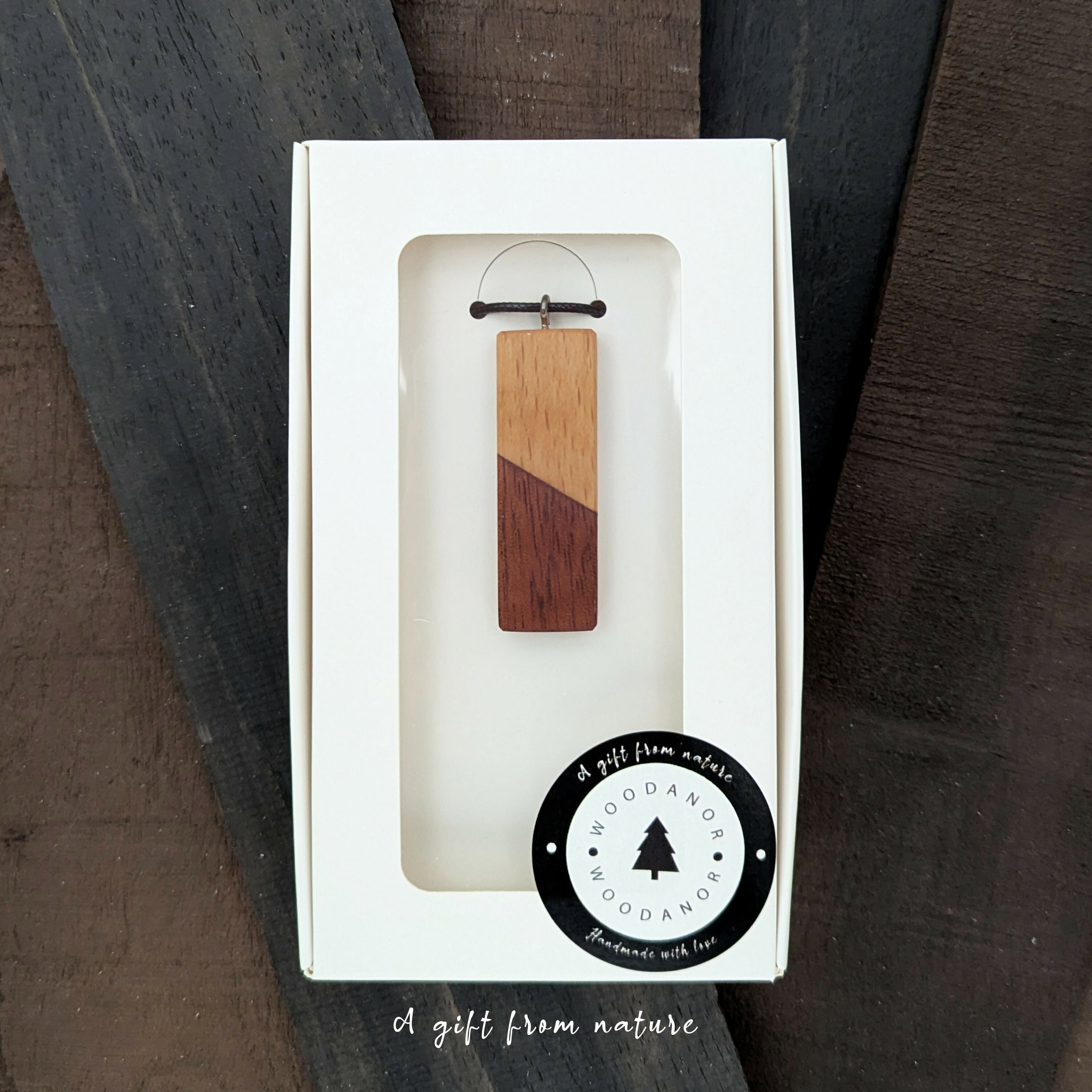 Two-Tone Wood Pendant Necklace