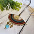 All-Seeing Eye Necklace; Turquoise Crystal Macramé Pendant With Handcrafted Brass Spiral Wire-Art