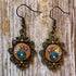 Hand Embroidered Orange Floral Vintage Style Earrings