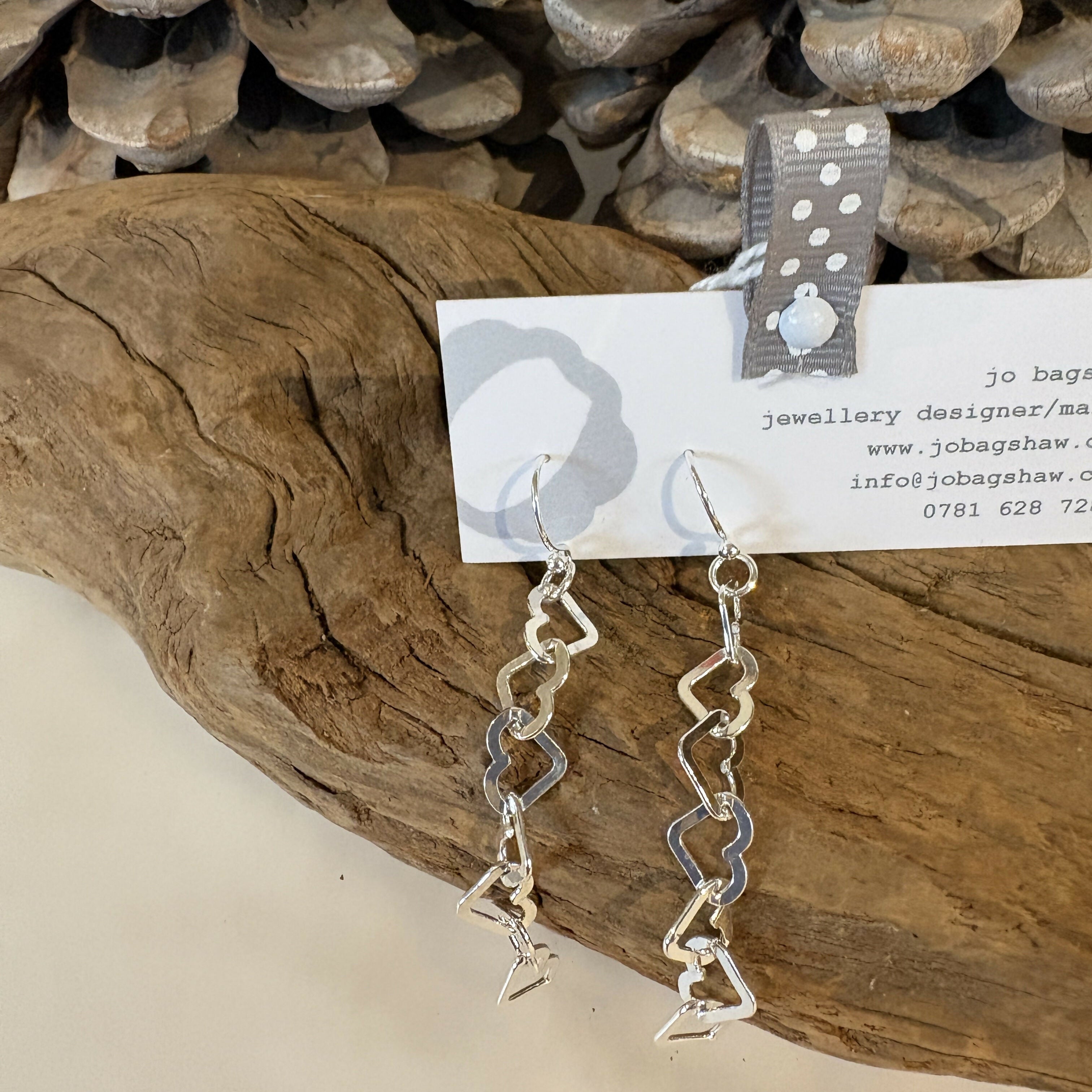 Sterling Silver Heart Link Drop Earrings