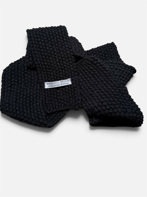 PURE MERINO WOOL, ALL BLACK, LONG LENGTH, SKINNY SCARF
