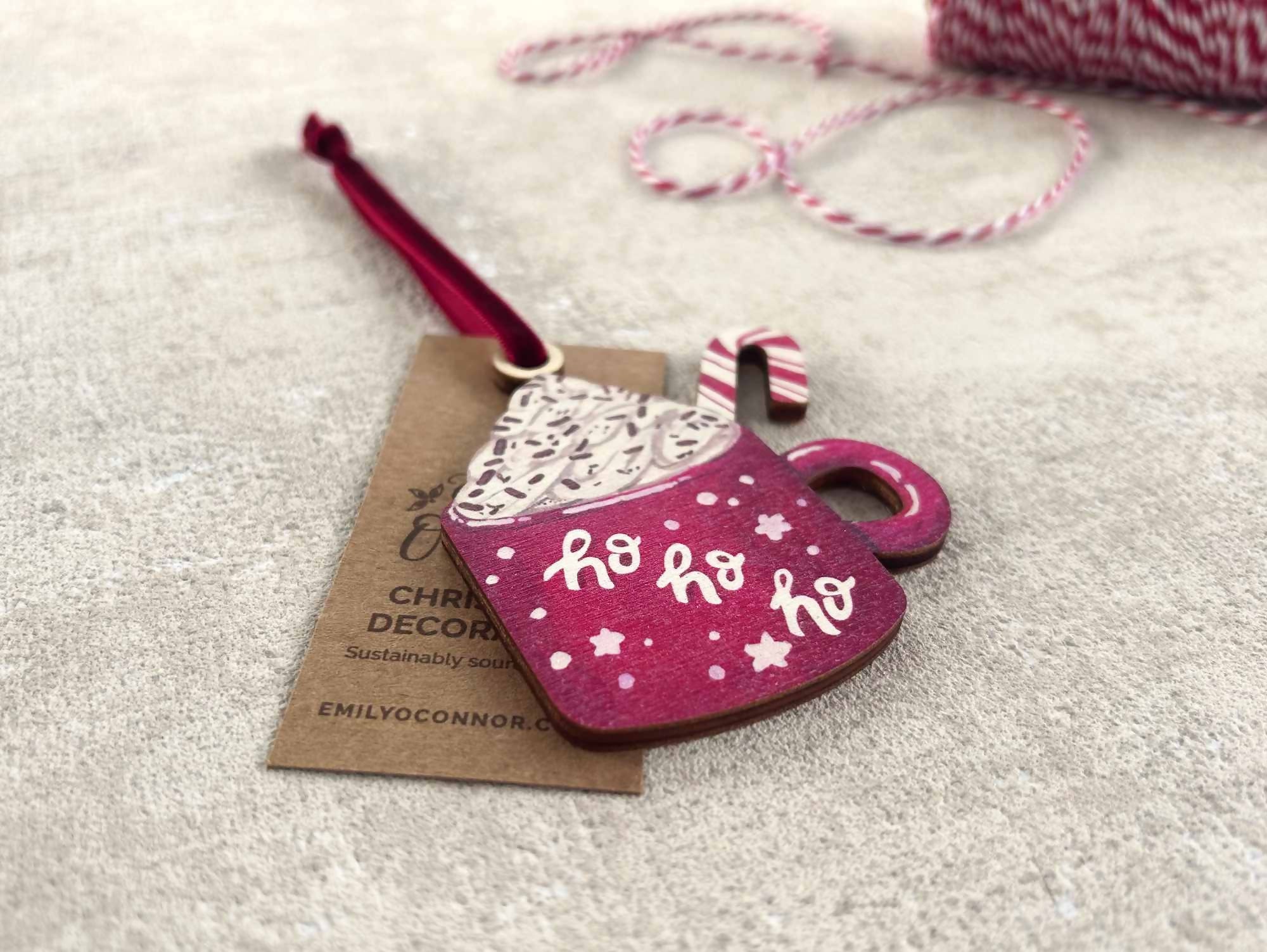 Red Hot Chocolate Wooden Christmas Tree Decoration