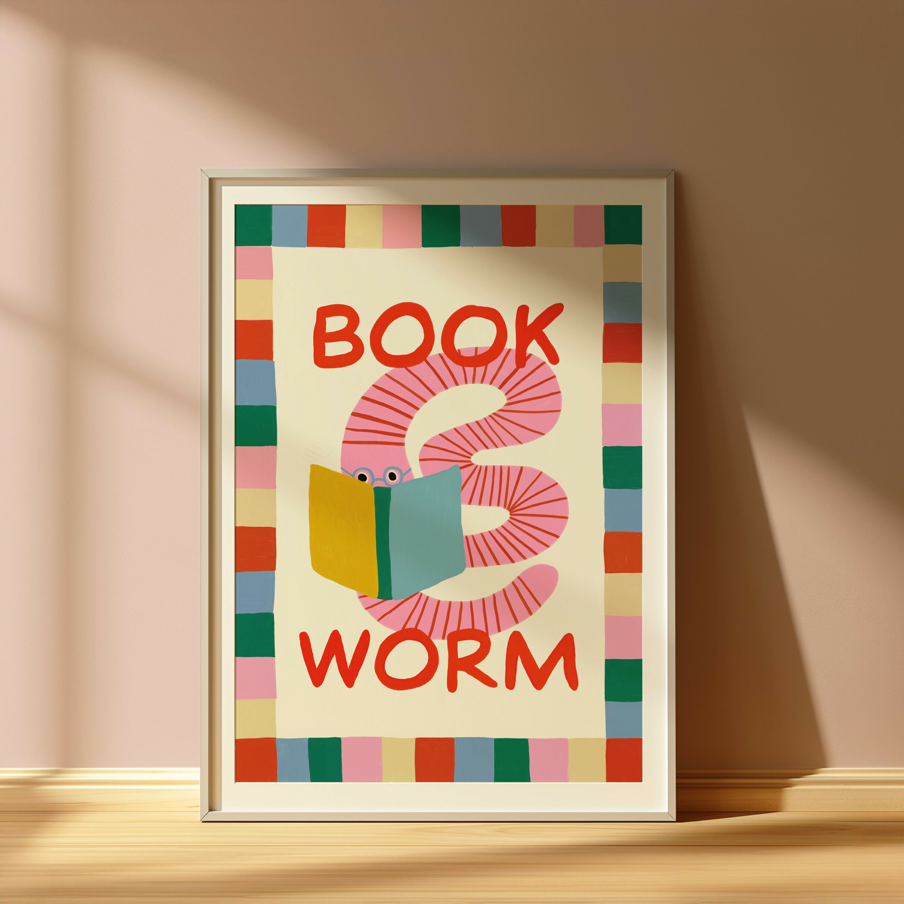 Book Worm Nursery Kids Art Print