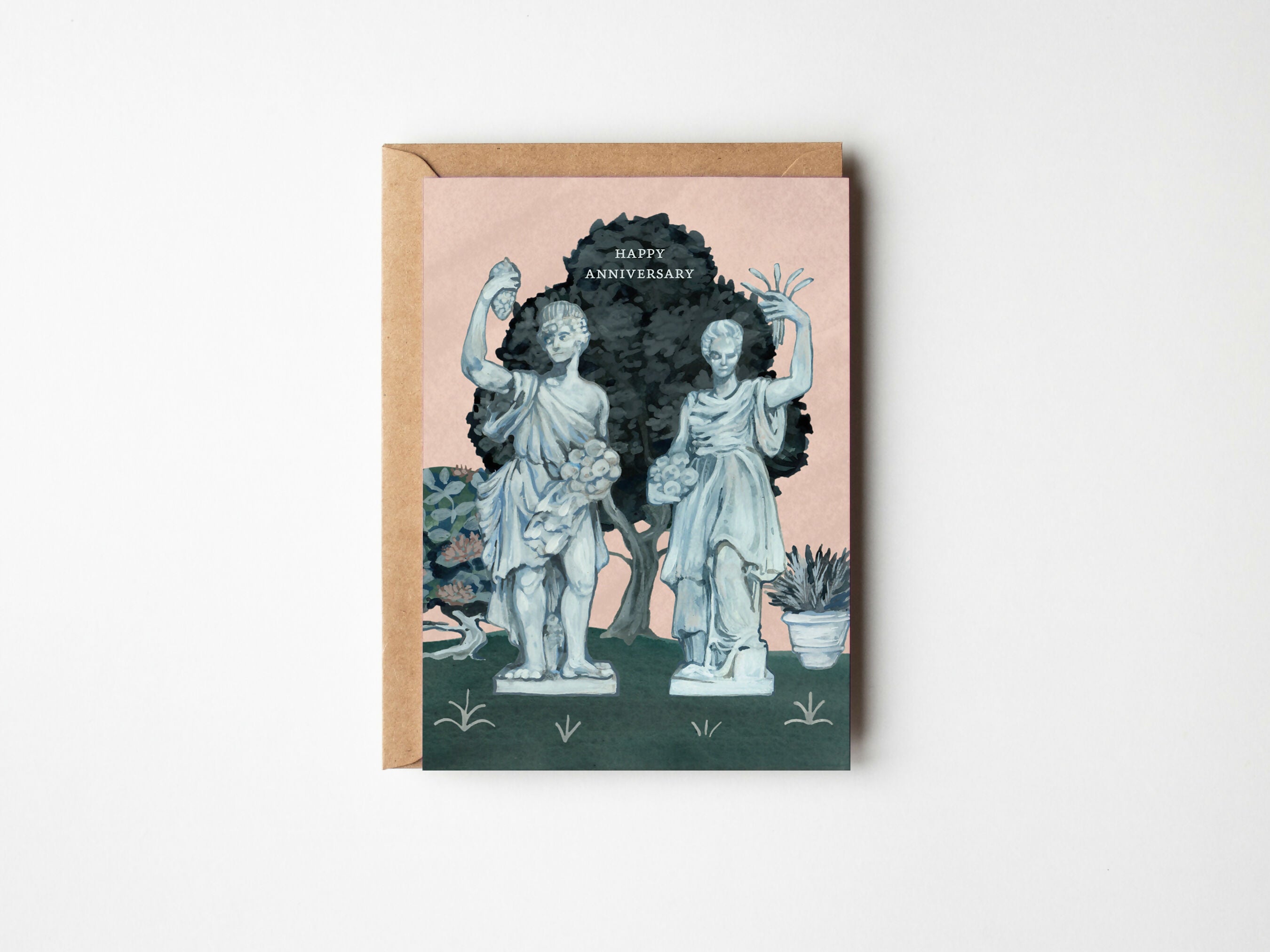 Happy Anniversary, Romantic Statues A6 Greetings Card