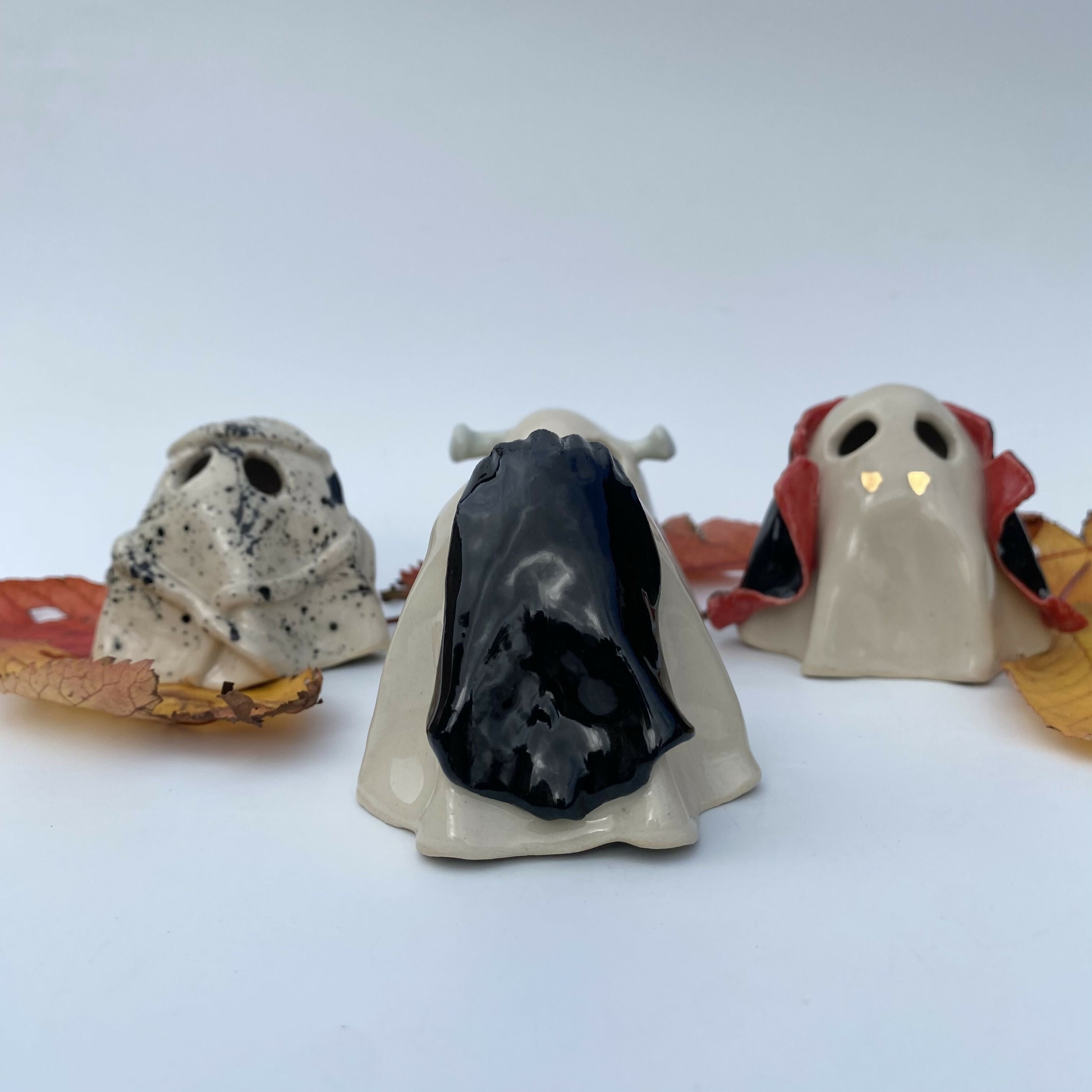 Handmade Ceramic Ghost Ornament Halloween Mystery Box
