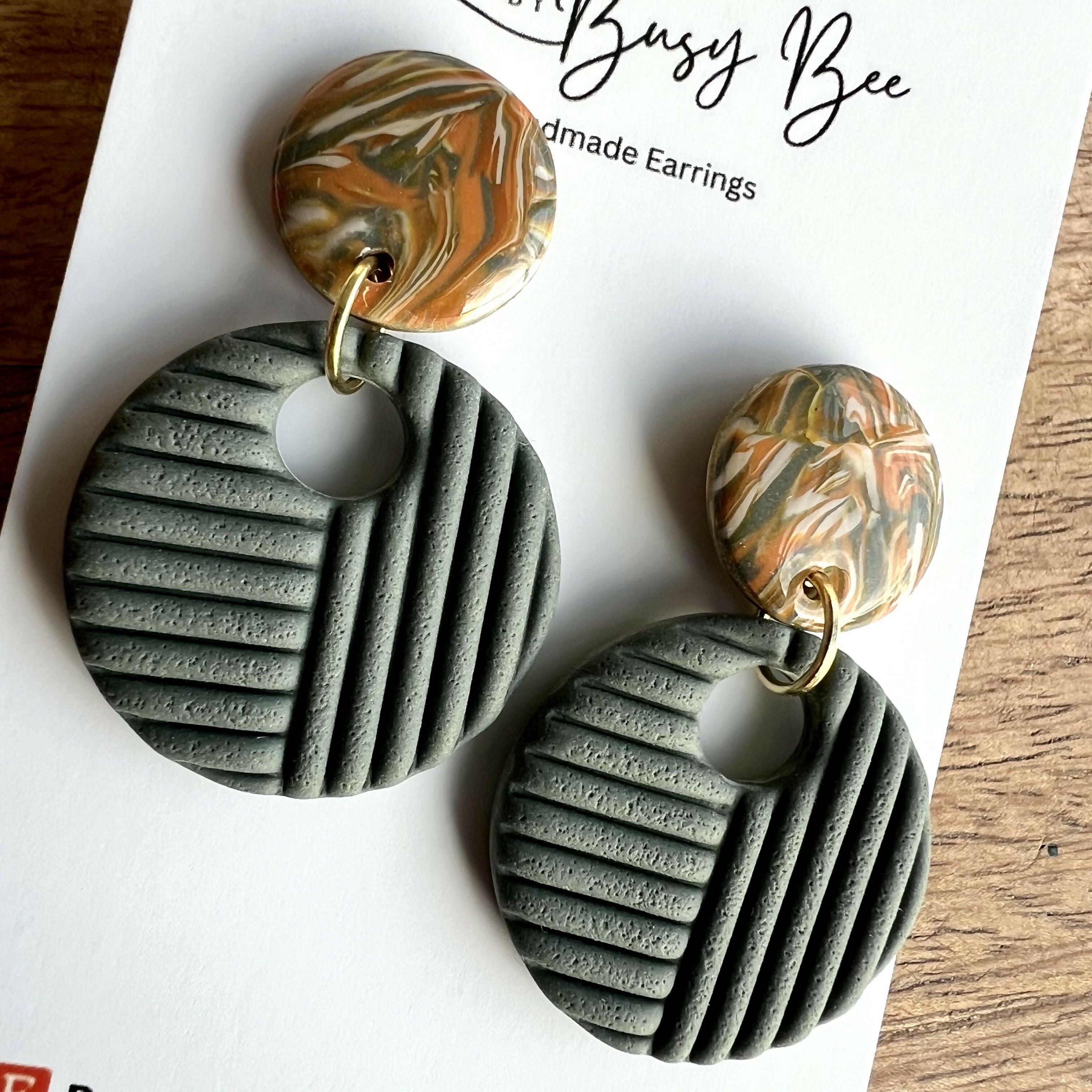 Statement Dangle Earrings – Polymer Clay Textured Earrings, Modern Geometric Earrings, Handmade Clay Jewellery