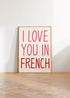 I LOVE YOU IN FRENCH WALL ART PRINT